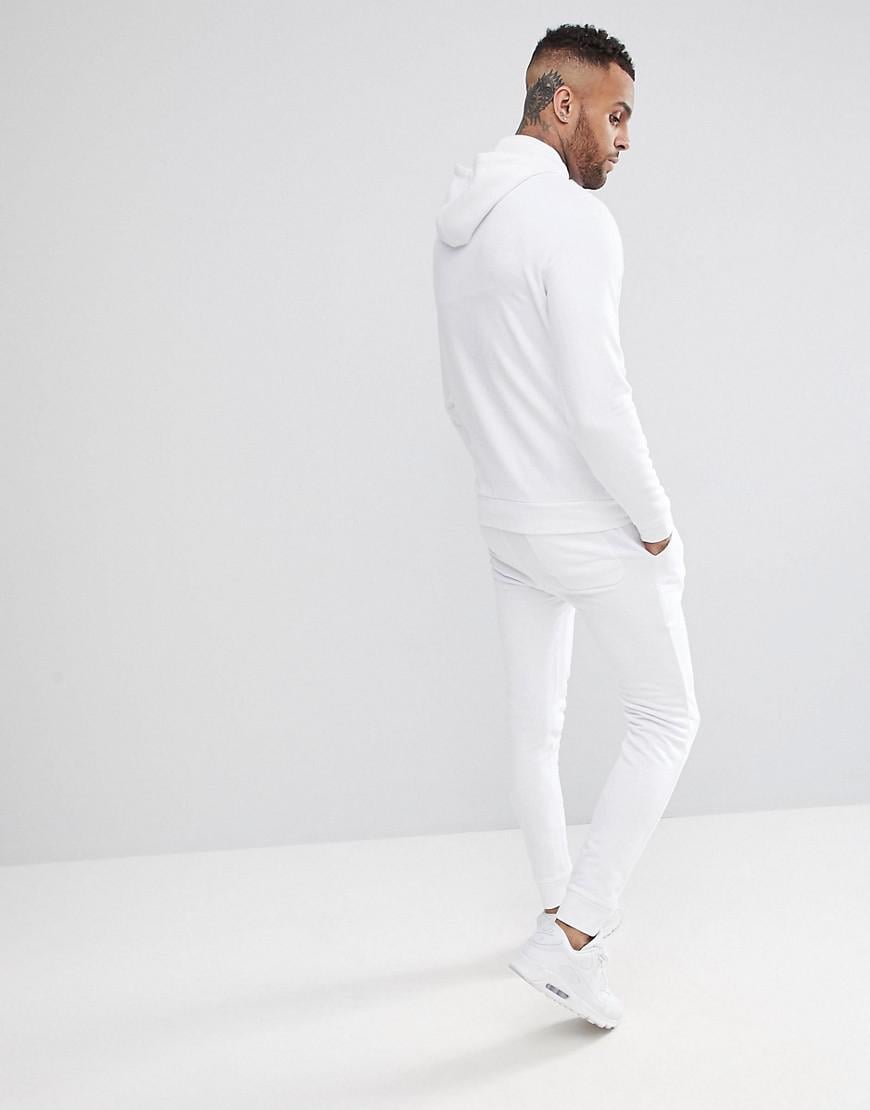 ASOS Asos Tracksuit Hoodie/super Skinny Joggers In White for Men | Lyst