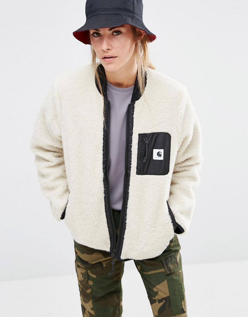 Carhartt WIP Fleece Janet Liner Jacket With Contrast Zips in Cream 