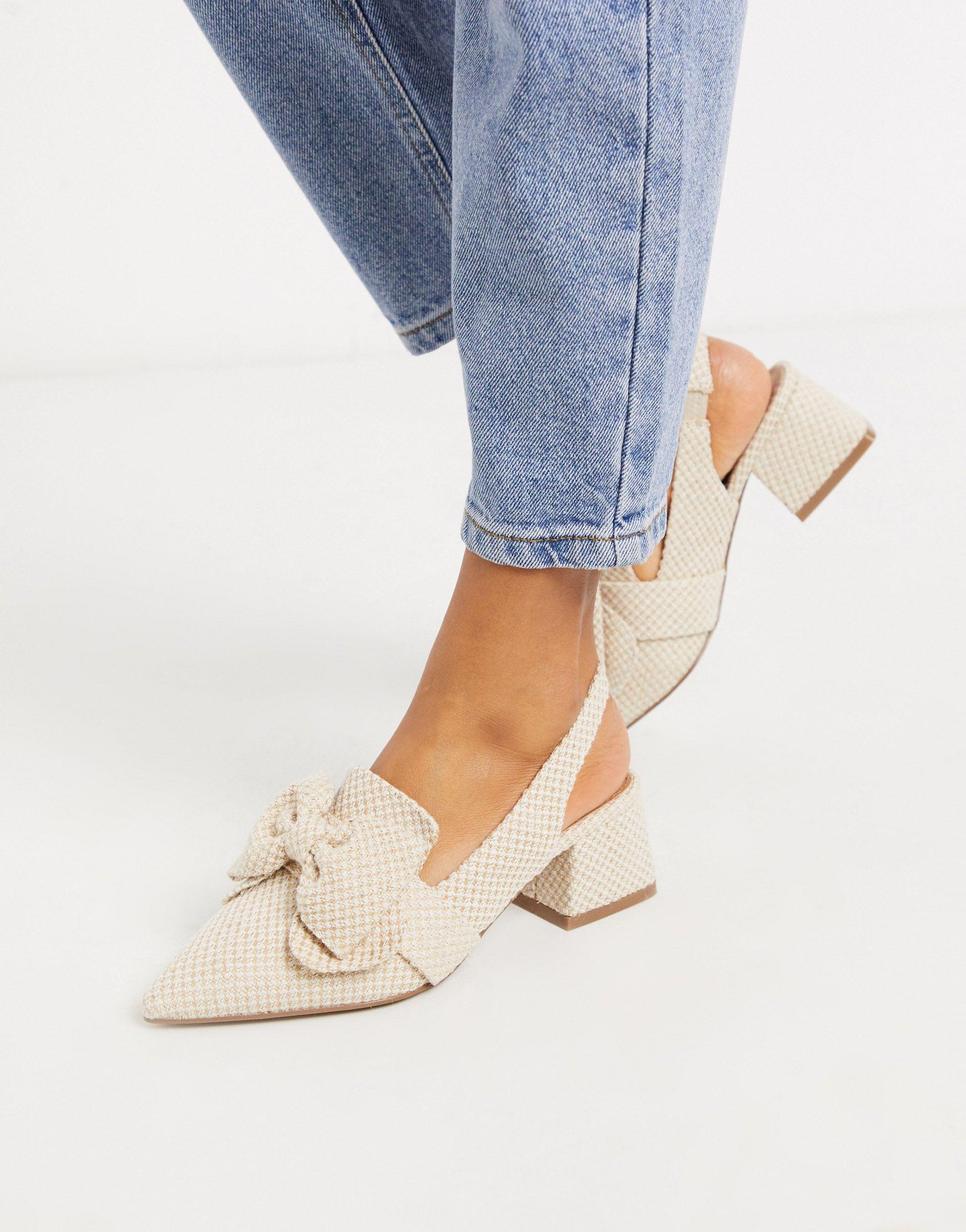 ASOS Salsa Slingback Mid-heels With Bow in Natural | Lyst