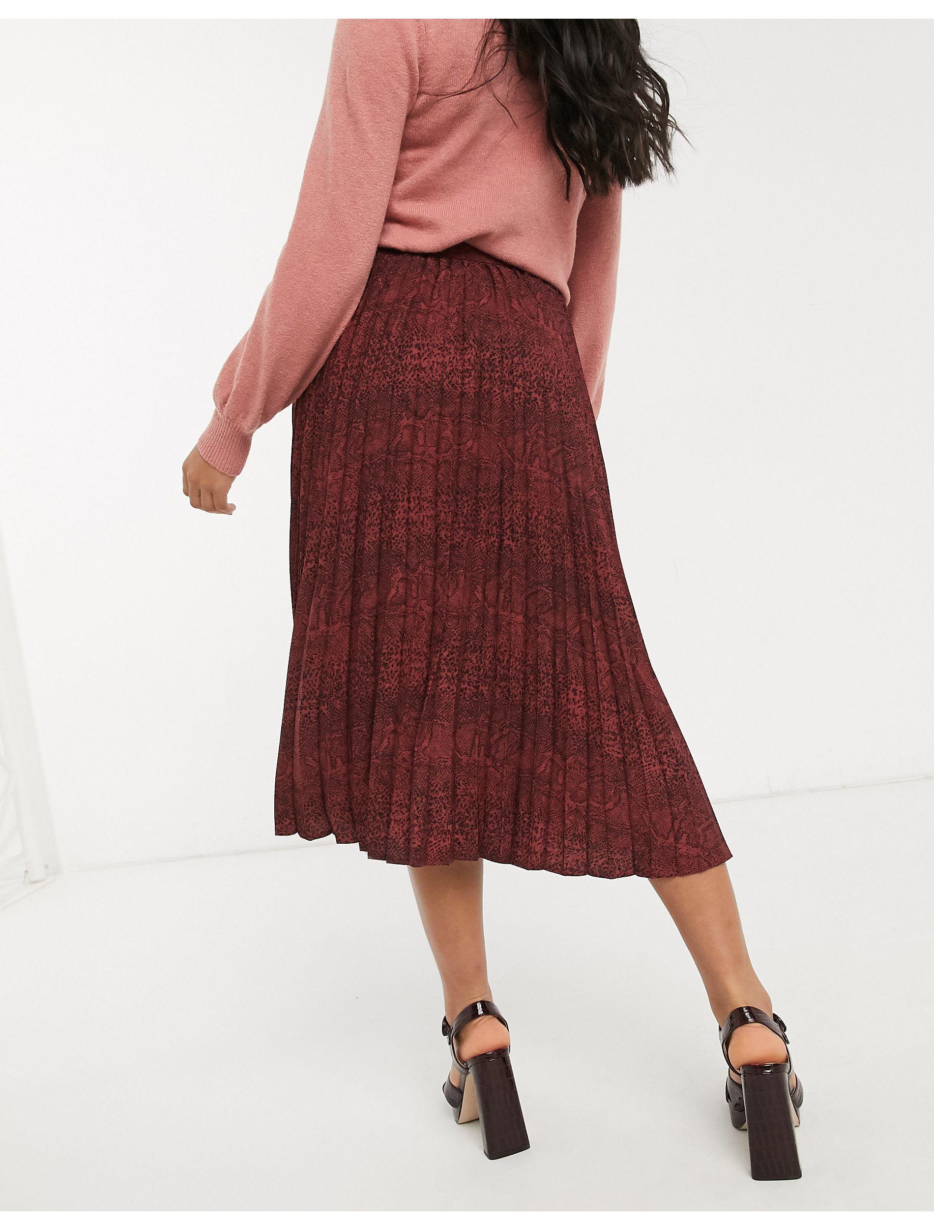 faux leather pleated skirt midi