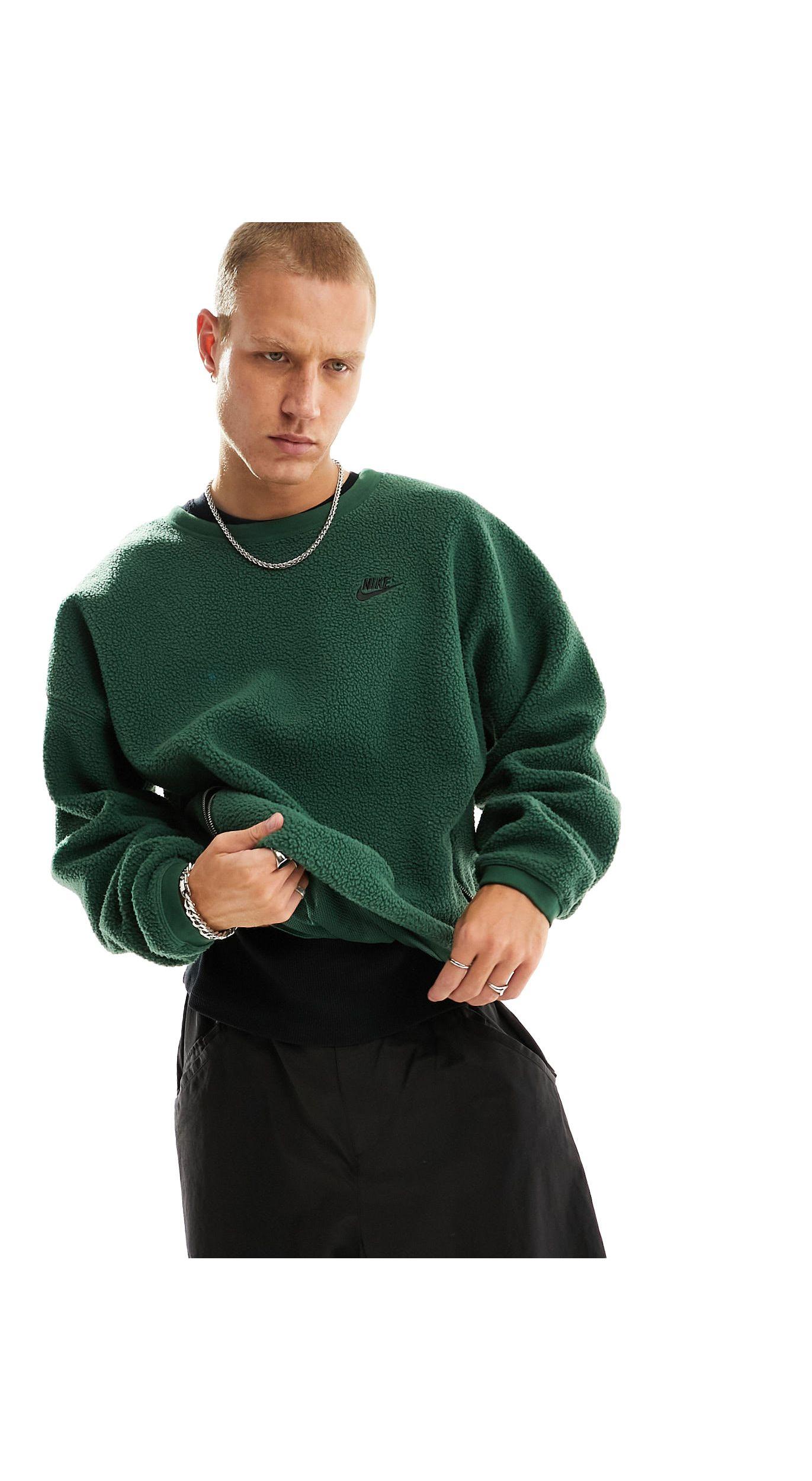 Nike Club Sherpa Winter Sweatshirt in Green for Men Lyst UK