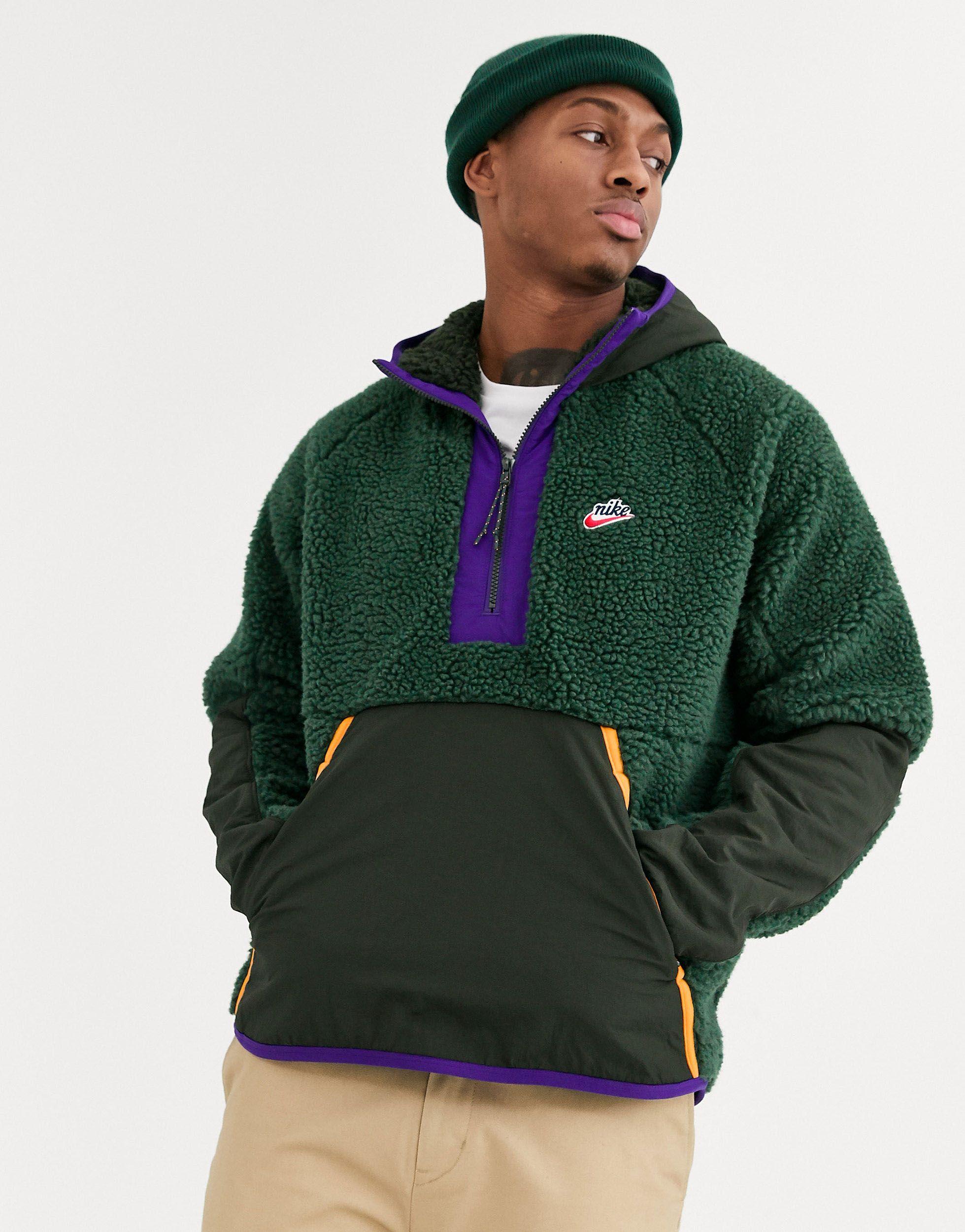 Nike Winter Sherpa Half-zip Hoodie in Green for Men | Lyst