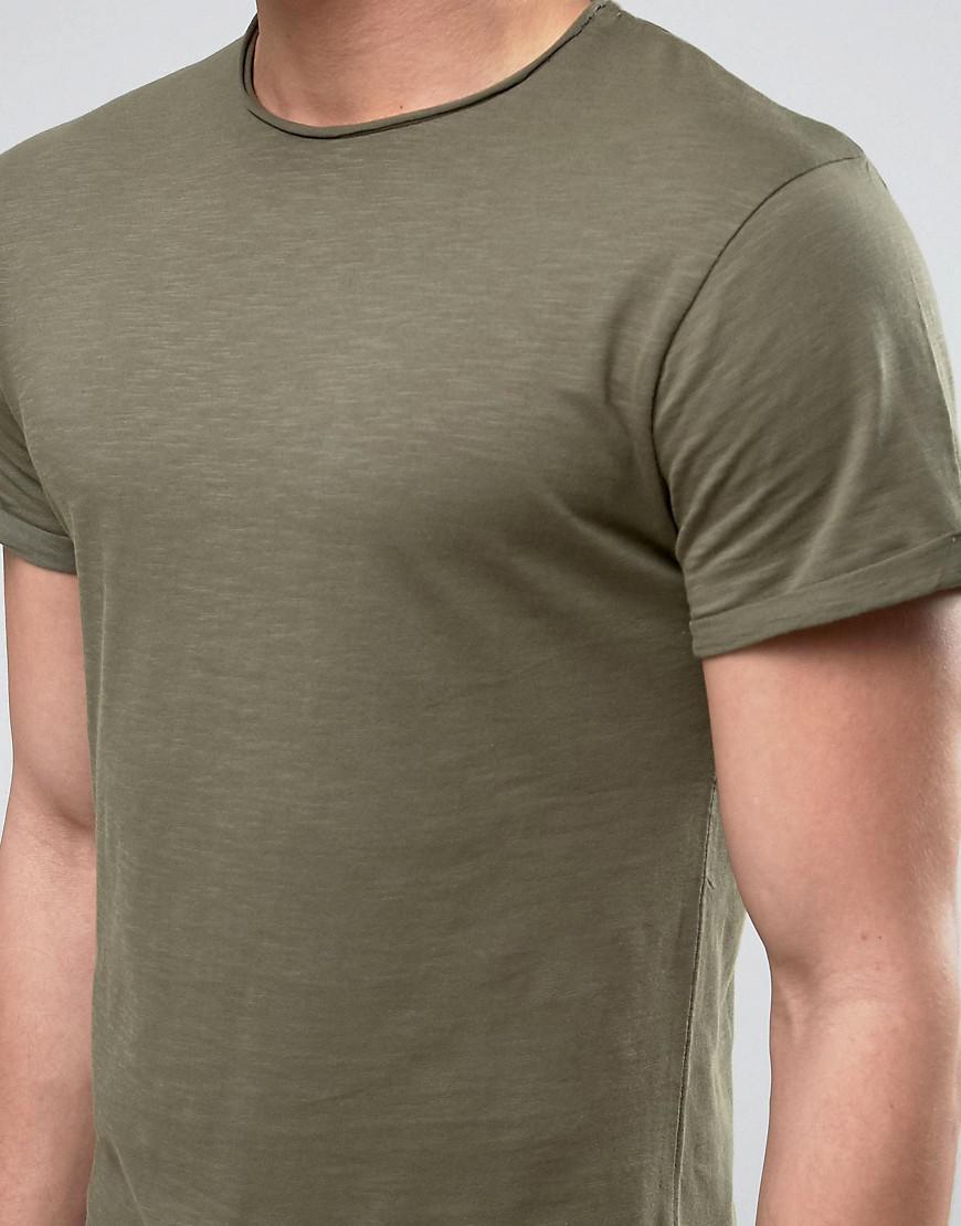 Threadbare Cotton Raw Edge T-shirt in Green for Men - Lyst