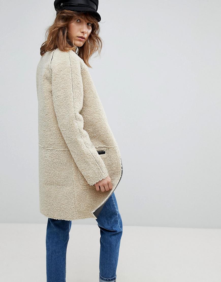 Collarless teddy coat Clearance