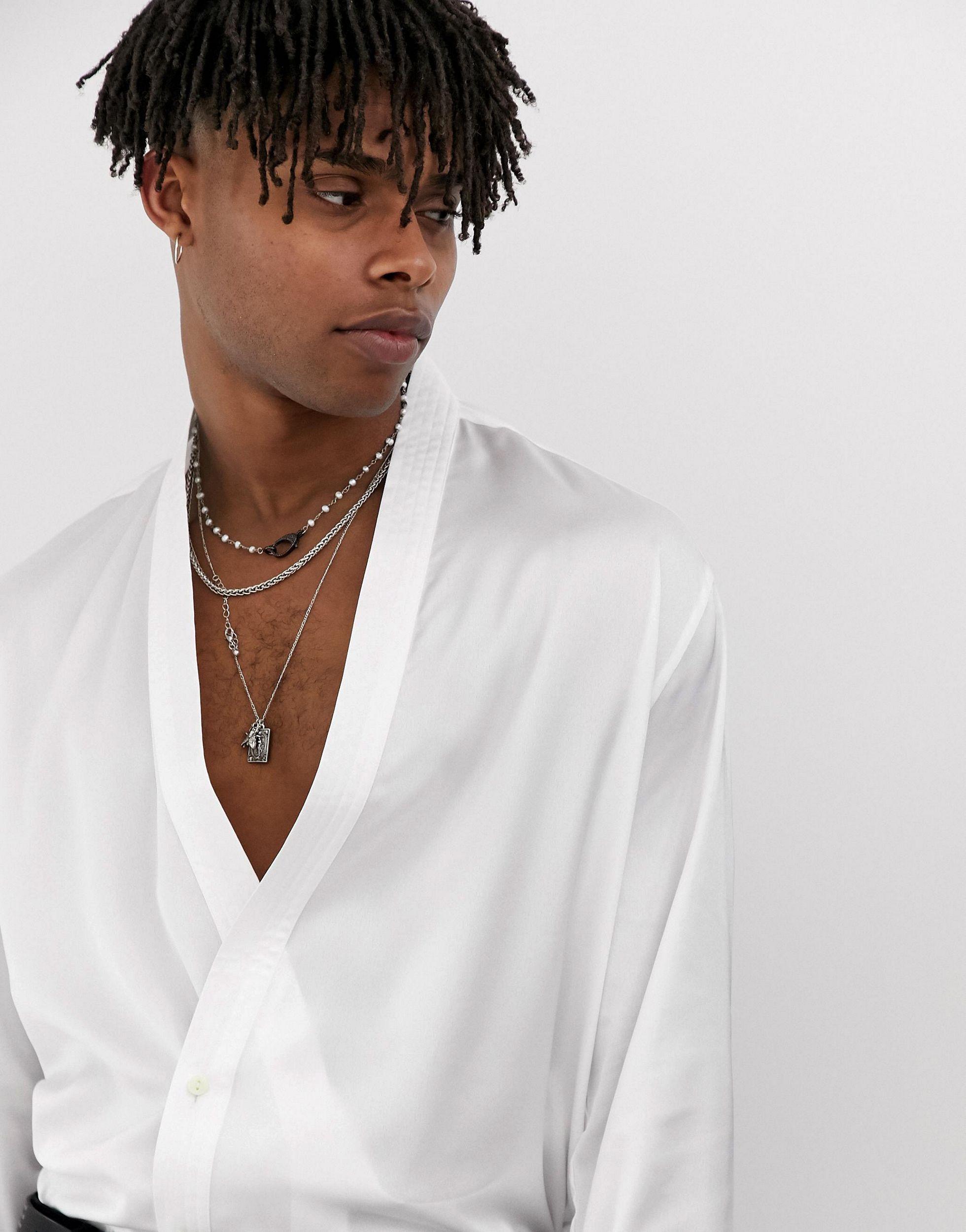 Camicia stile kimono bianca da Uomo di Heart & Dagger in Bianco | Lyst