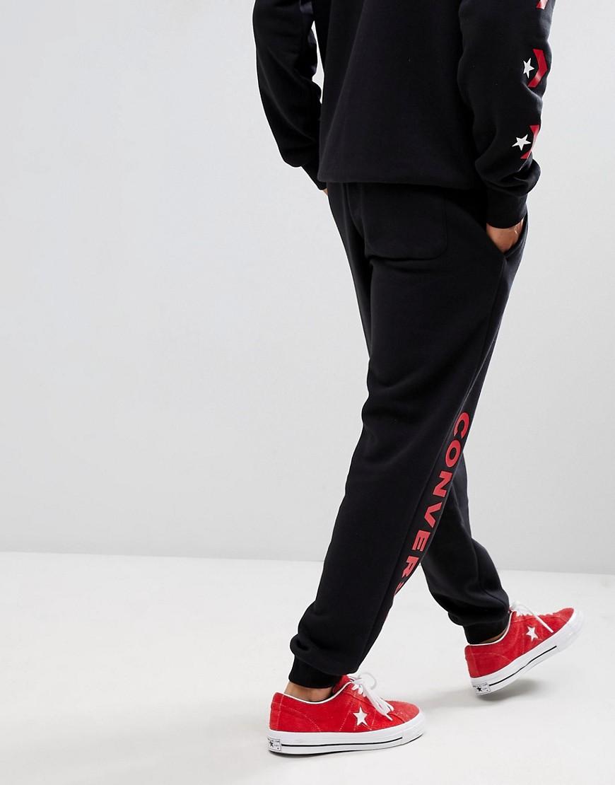 Converse Canvas Joggers With Leg Print In Black 10007056-a02 for Men - Lyst