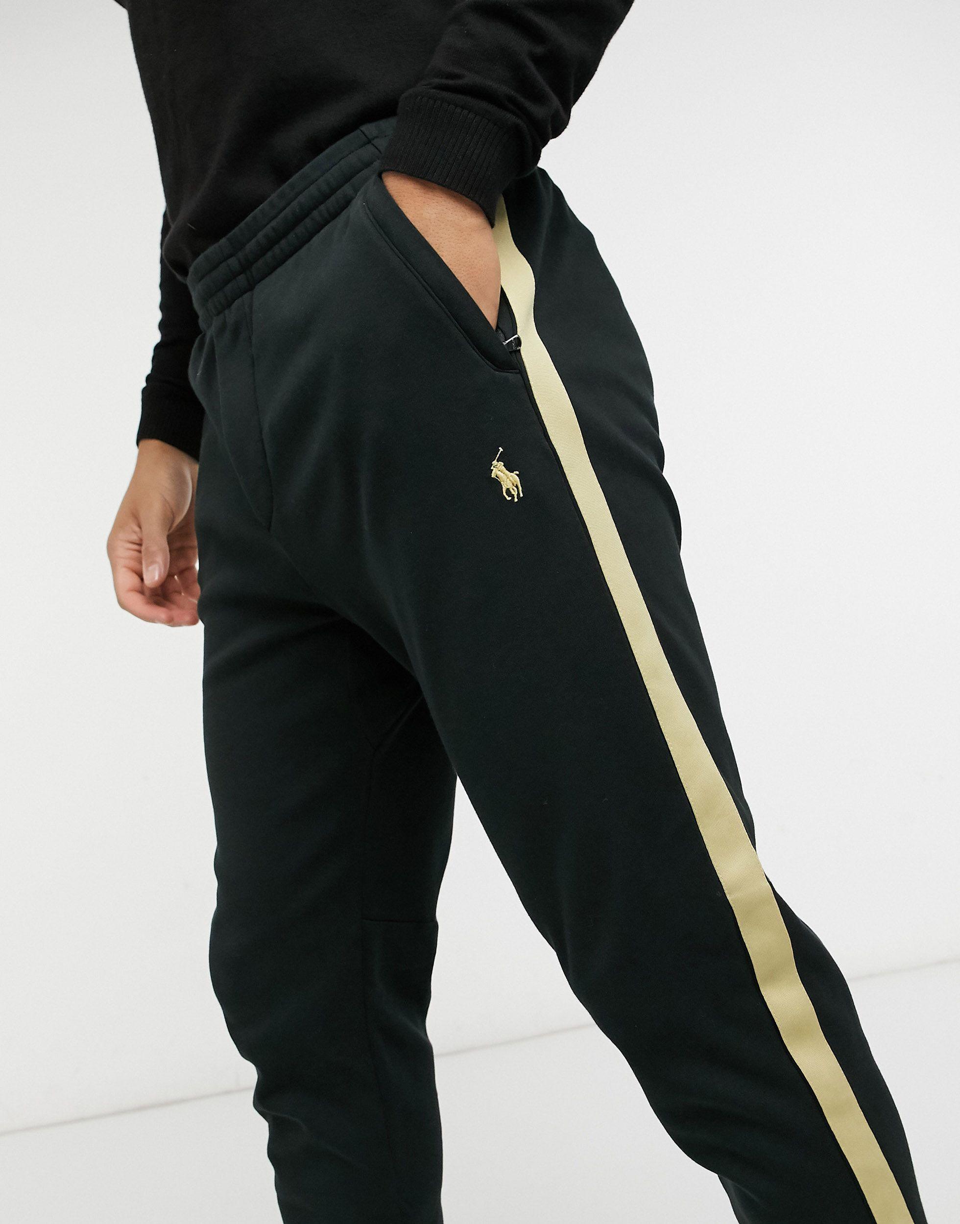 Collaborazione esclusiva x asos - joggers neri con righe laterali e logo  oroPolo Ralph Lauren in Cotone da Uomo colore Nero | Lyst