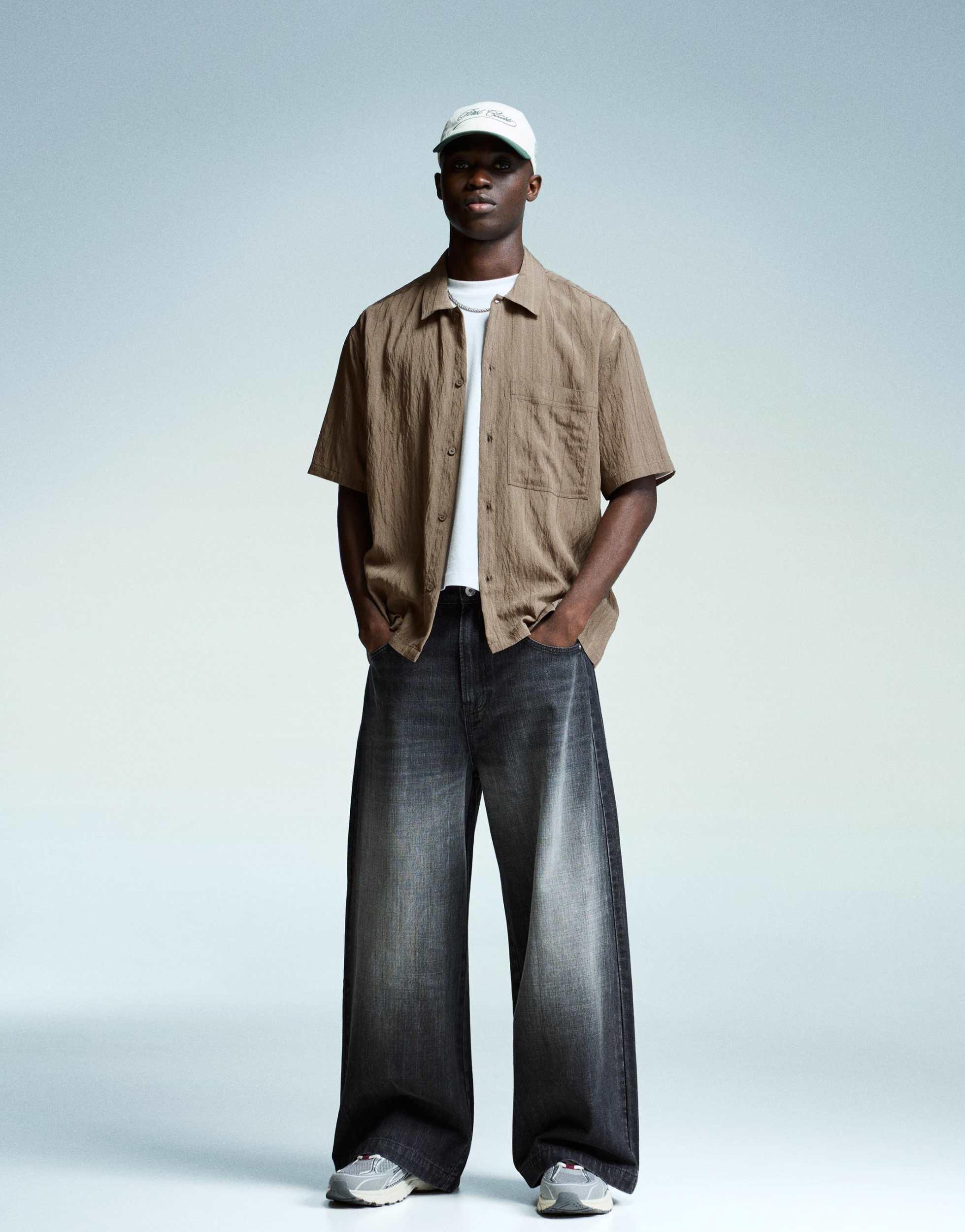 Chemise Oversize Homme Bershka Bershka Chemise D'ensemble Plissée