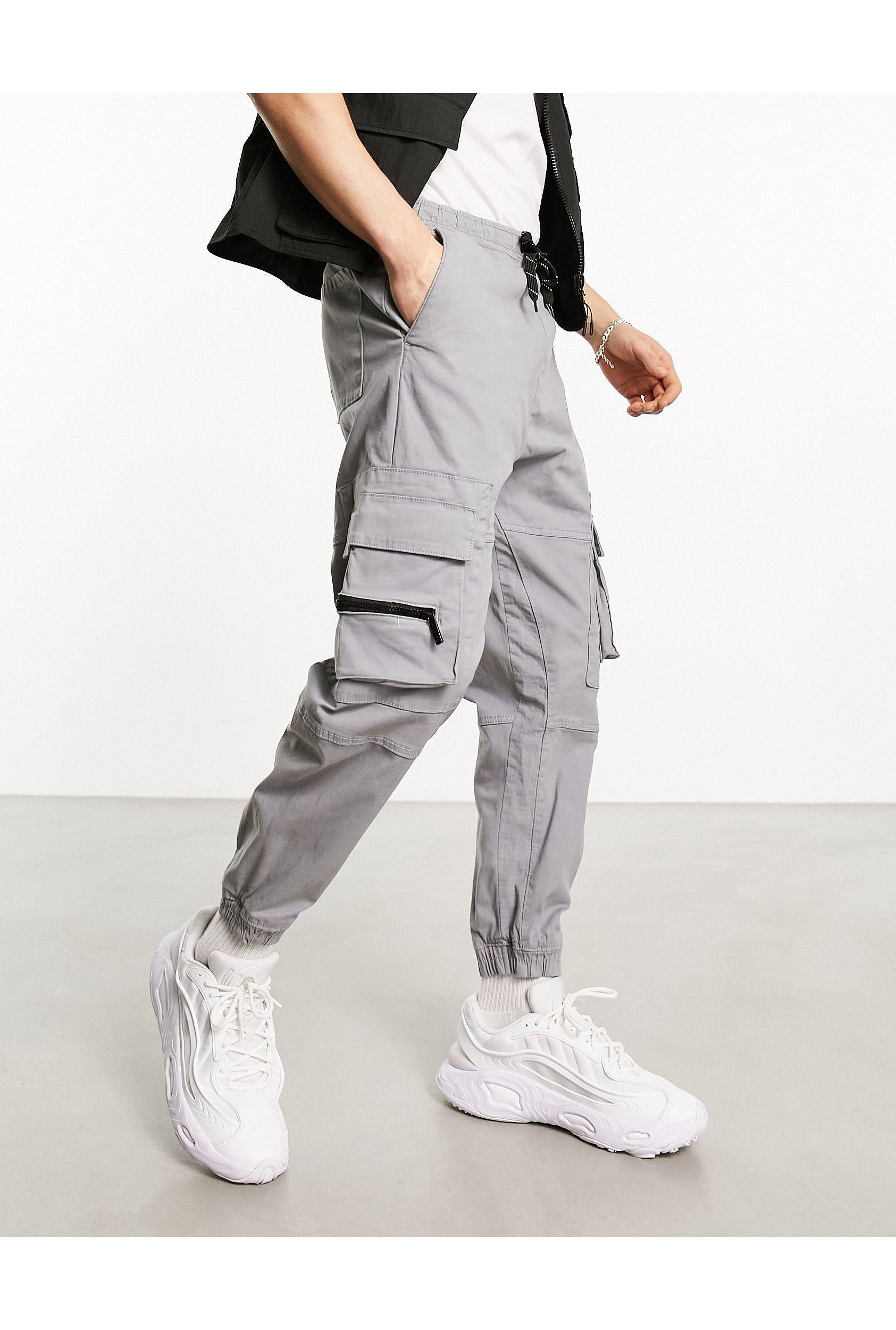 Bershka Pocket Cargo jogger in White for Men | Lyst