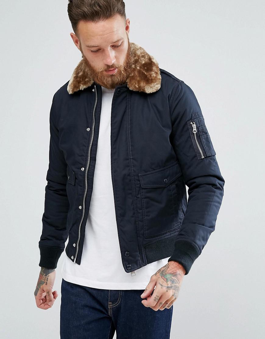 Schott Nyc Exclusive Air Bomber Jacket Detachable Faux Fur Collar