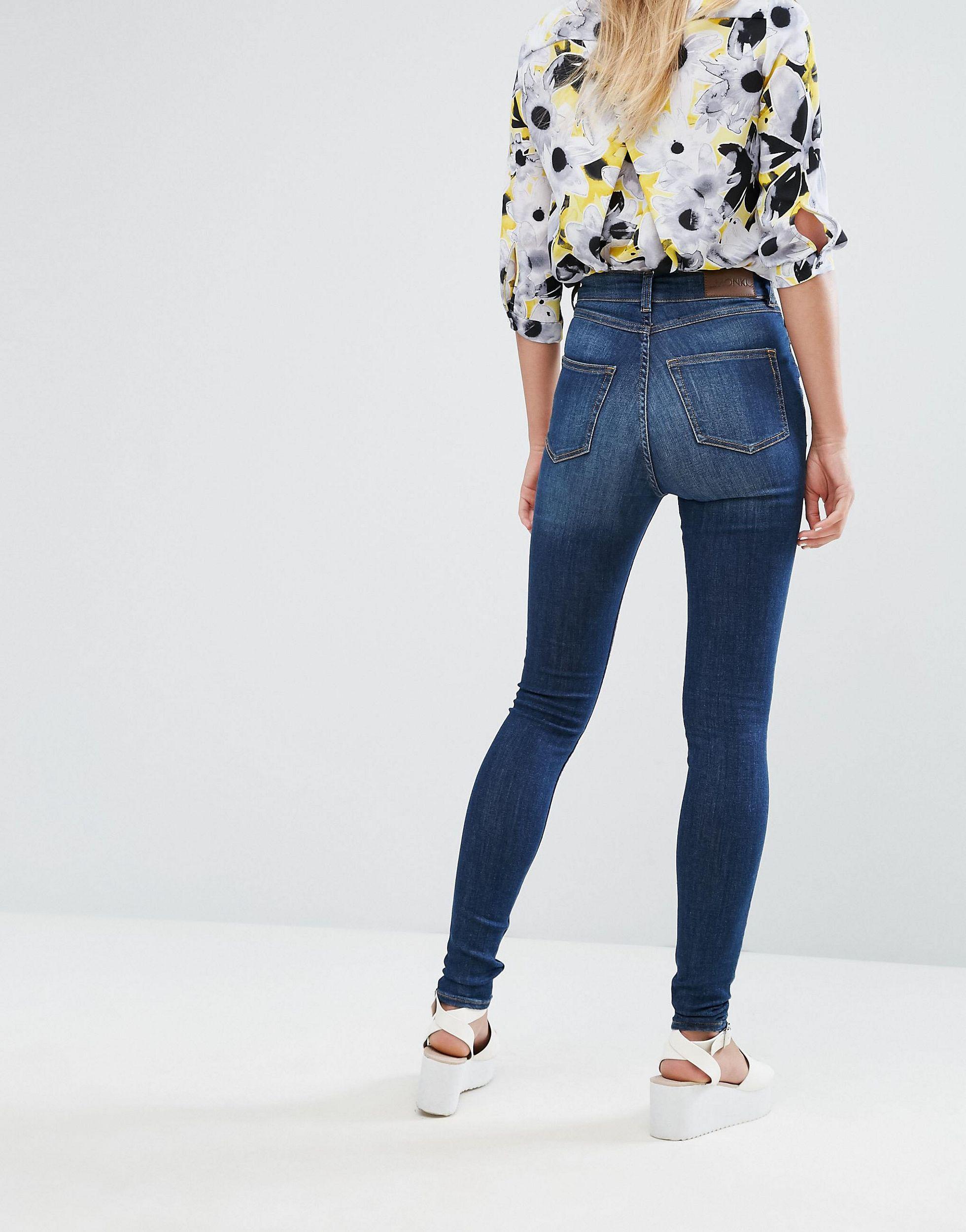 لي جمجمة منحنى monki jeans oki slim high waist - paulistagallery.com