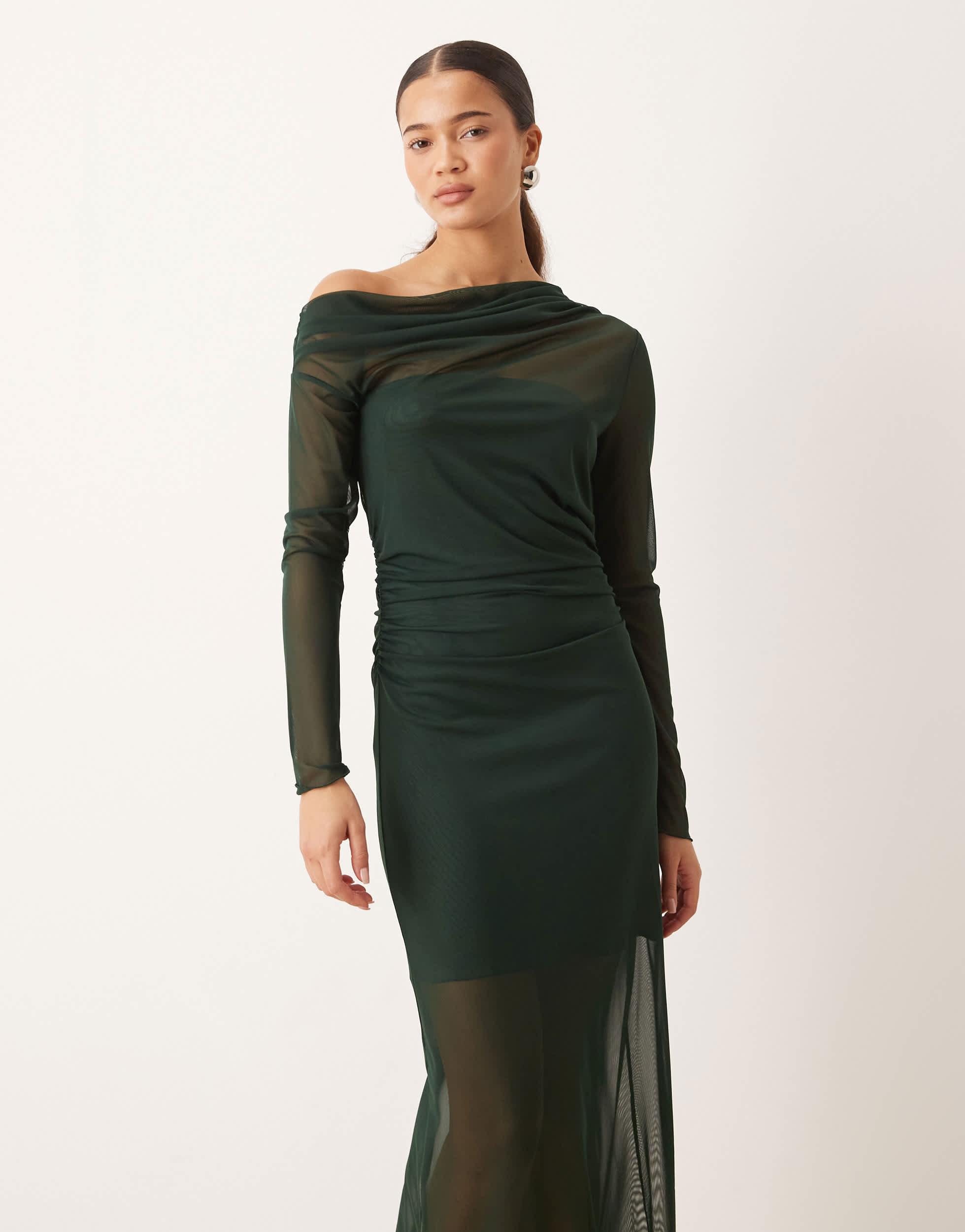 green maxi dress mango Mango Capsule halterneck maxi dress with cape detail in green