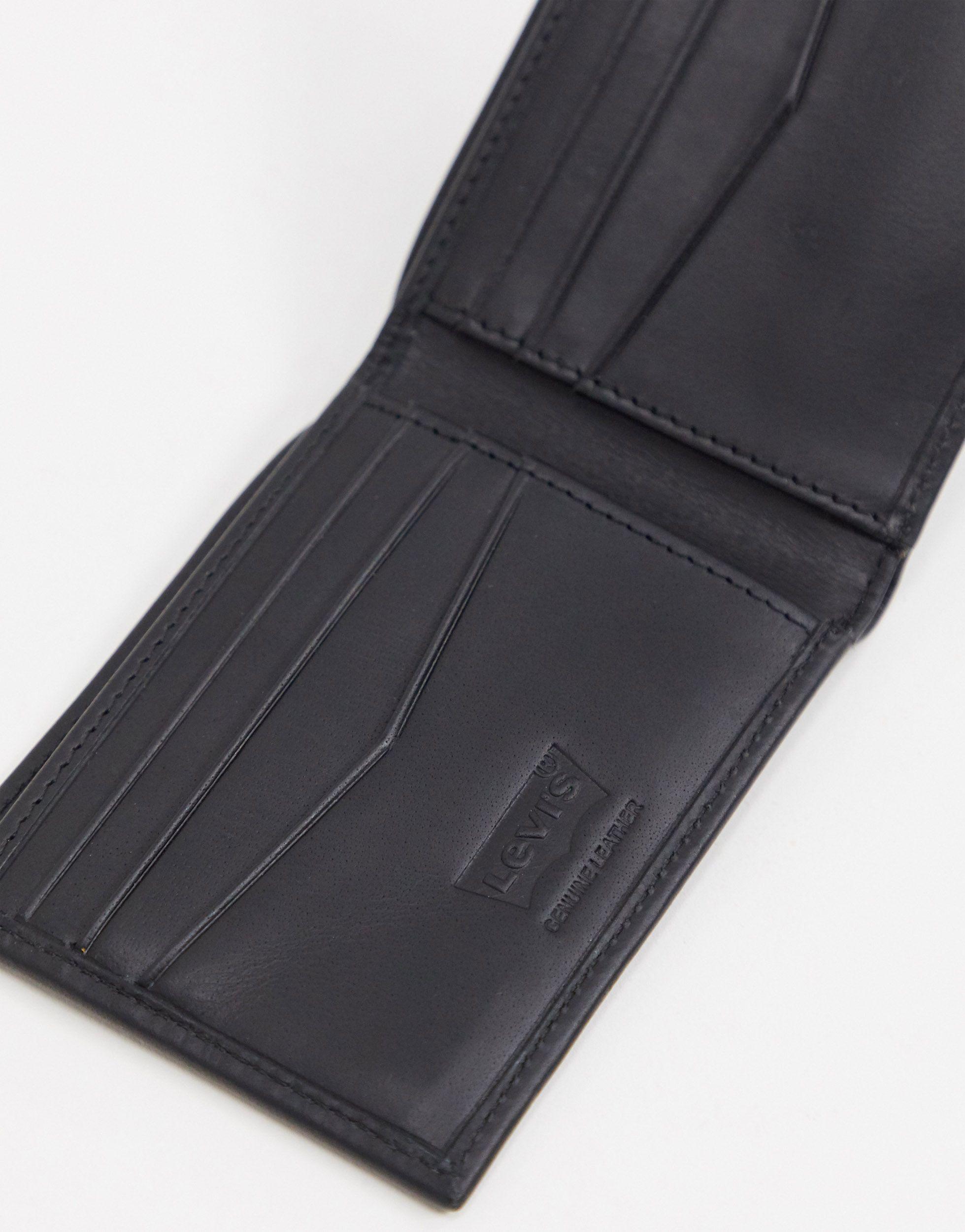 Levi's Hunte Bi-fold Leather Wallet in Black for Men - Lyst