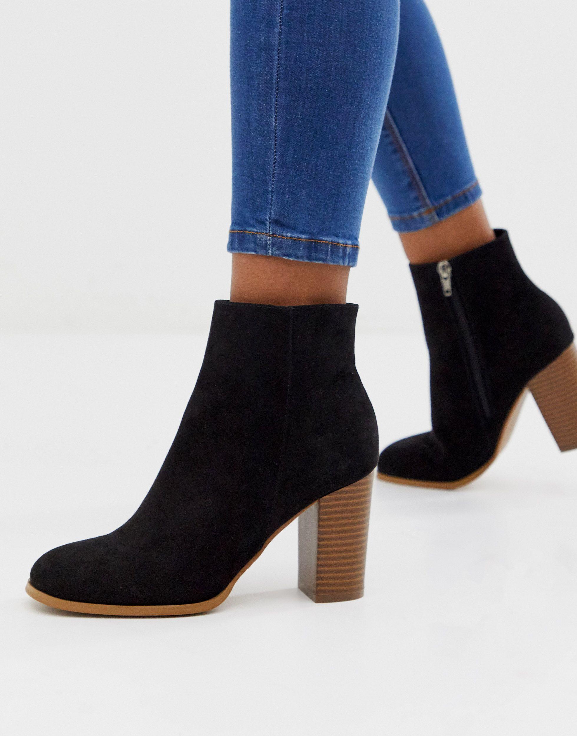 ASOS Suede Wide Fit Rye Heeled Ankle 