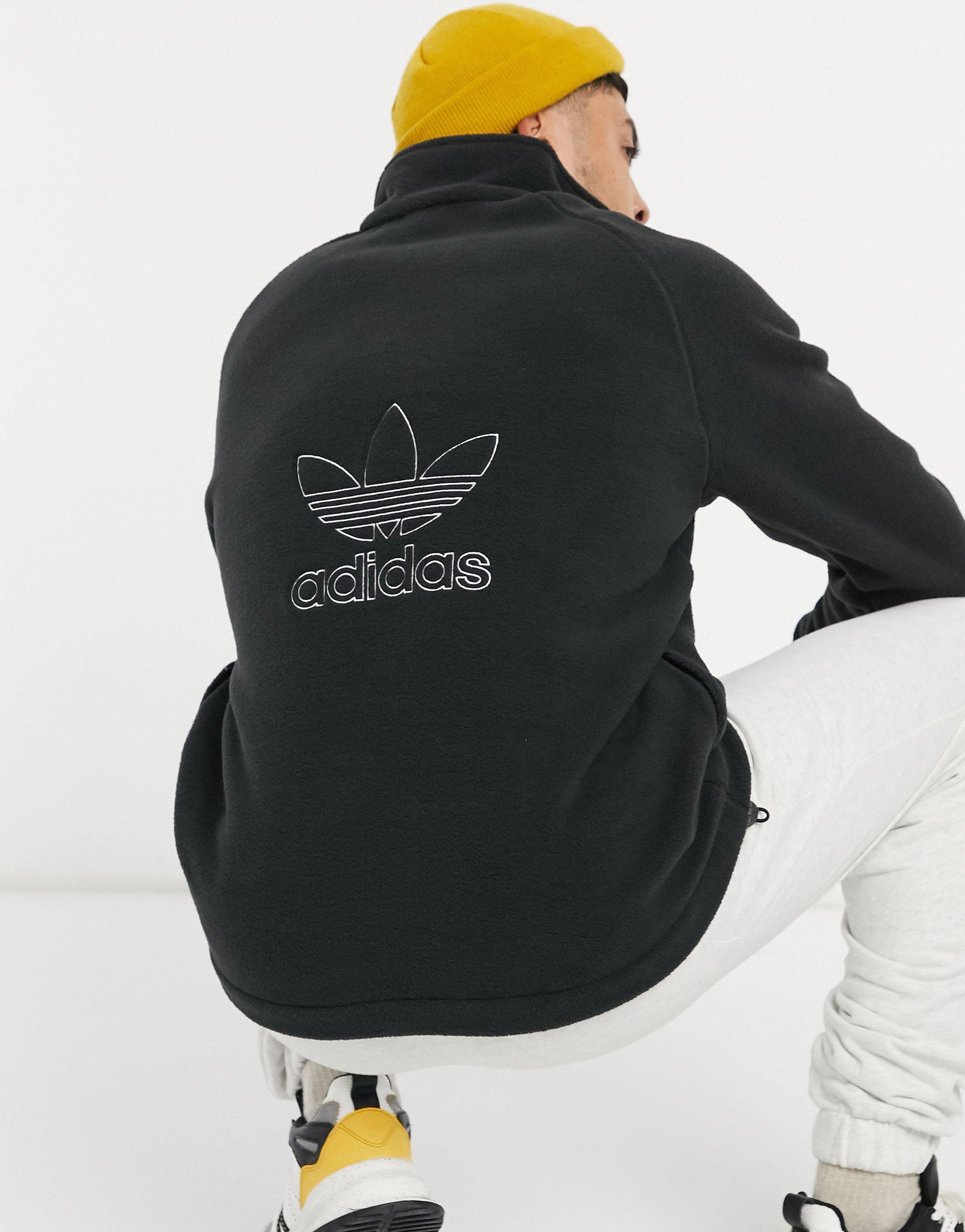 adidas Originals 1/4 Zip Fleece Sweatshirt in Black for Men | Lyst