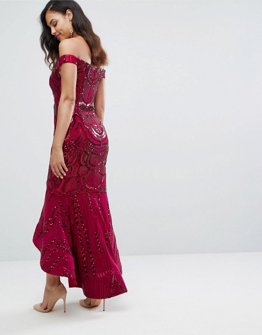 bariano red sequin dress