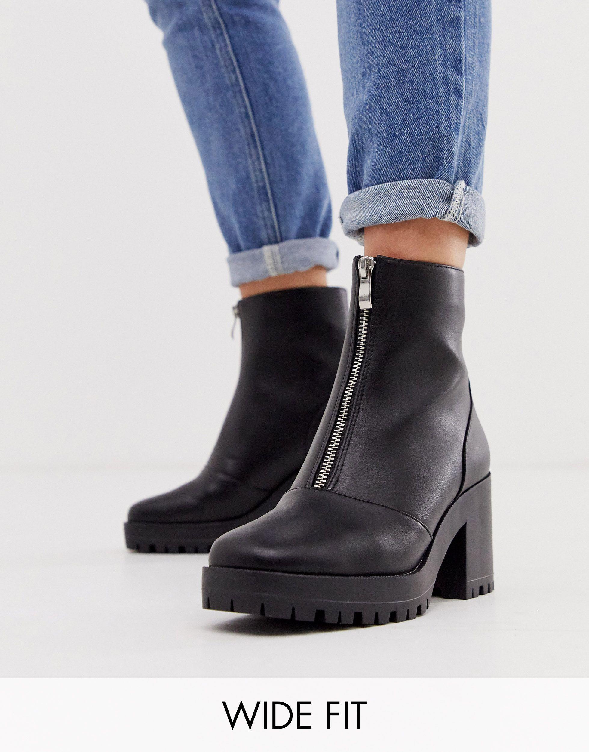 Exclusivité - janella - bottines chunky Raid Wide Fit en coloris Noir | Lyst