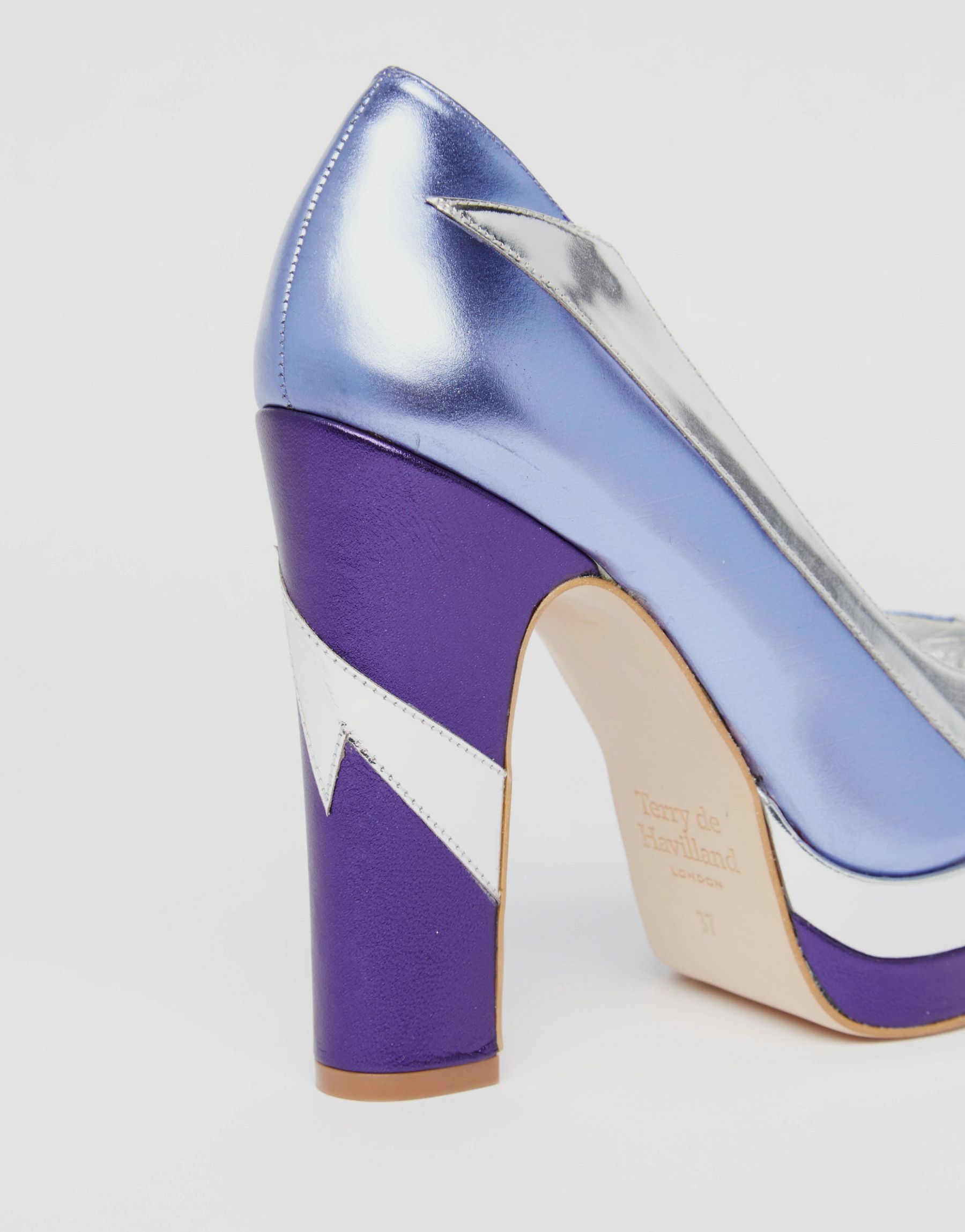 Terry De Havilland Leather Luna Lilac Peep Toe Heeled Shoes in Blue - Lyst