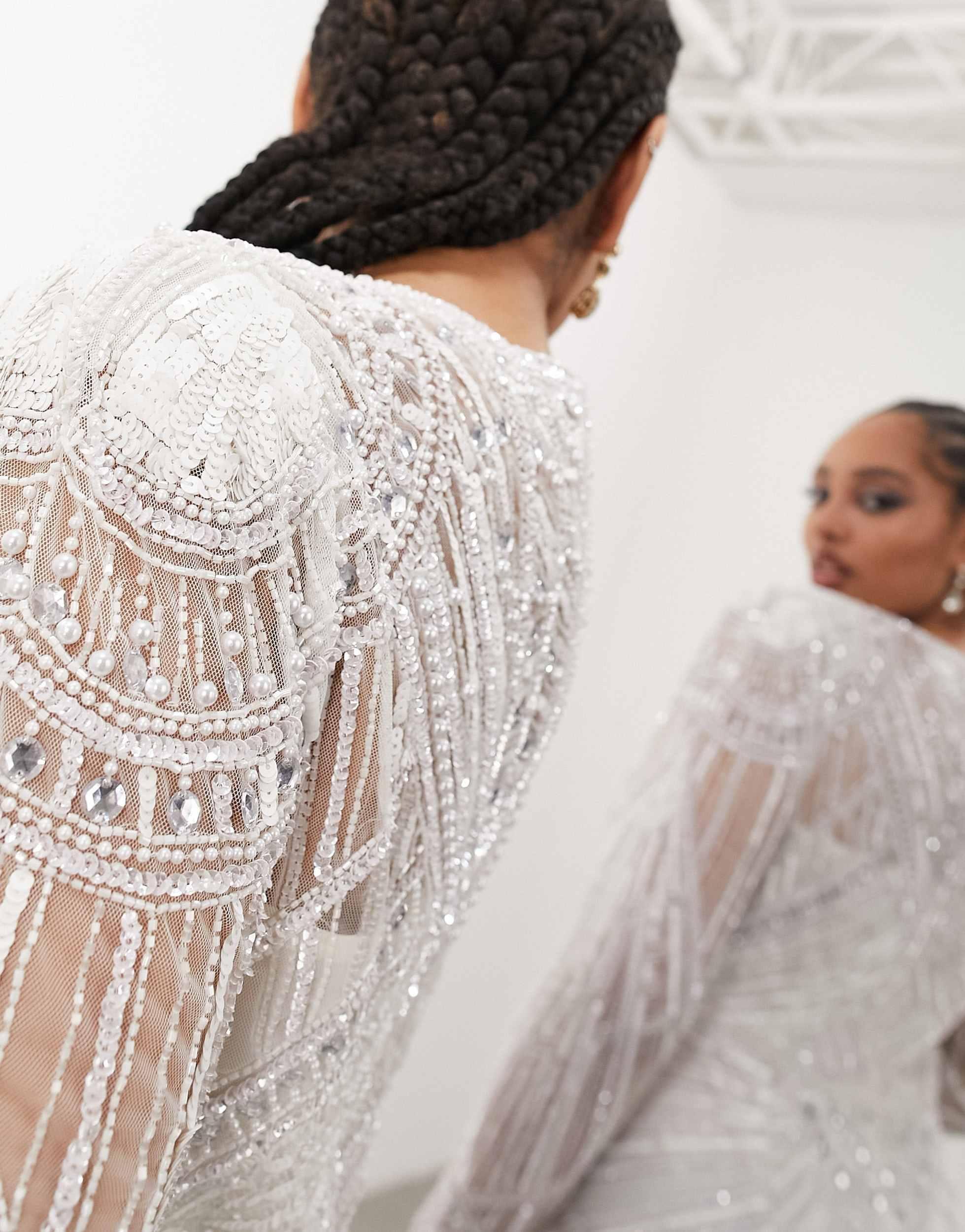 asos sequin dress wedding ASOS DESIGN large paillette sequins plunge halter neck wedding maxi dress in white
