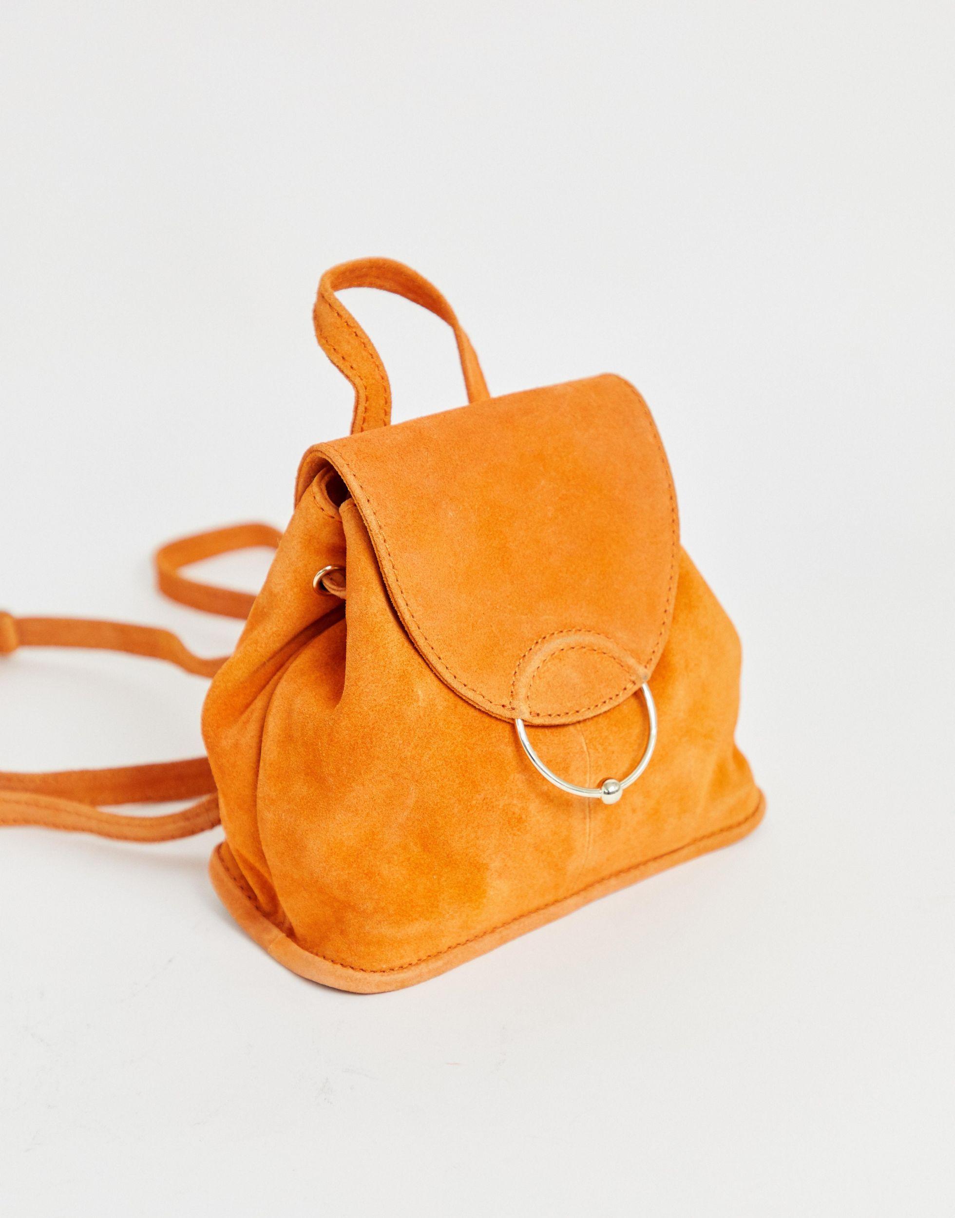 ASOS – Mini-Rucksack aus Wildleder mit Ring- und Kugeldesign in Orange |  Lyst DE