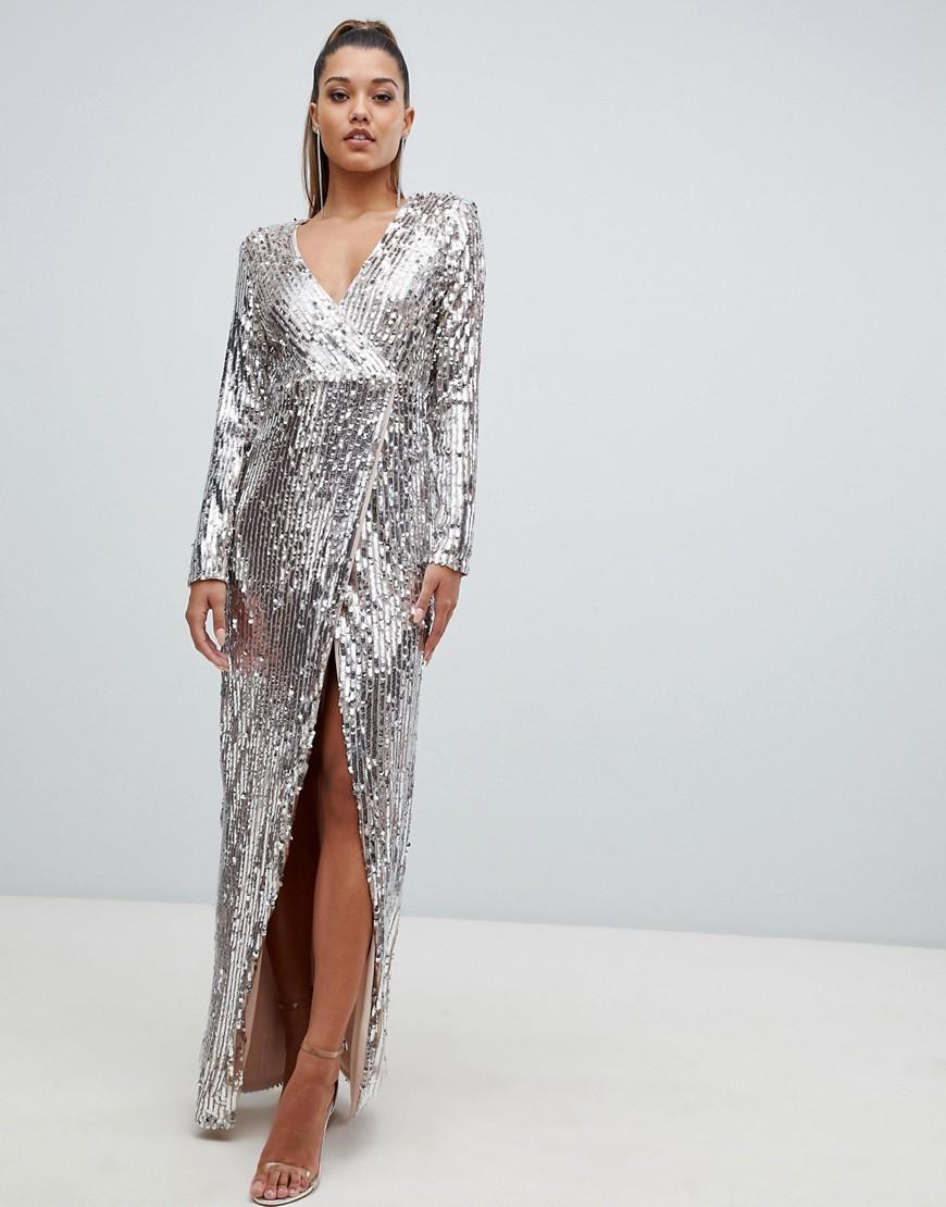 club l sequin wrap dress