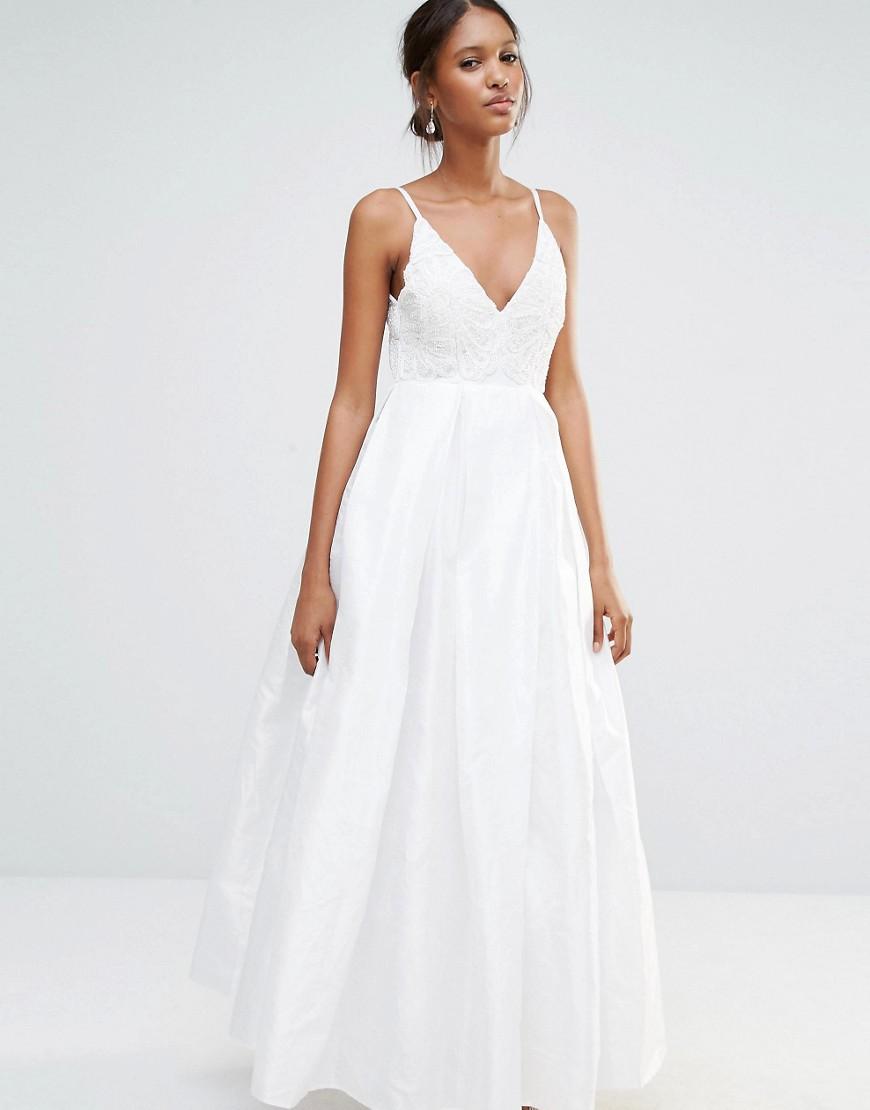 Lyst - A star is born Embellished Crepe Maxi Dress in White
