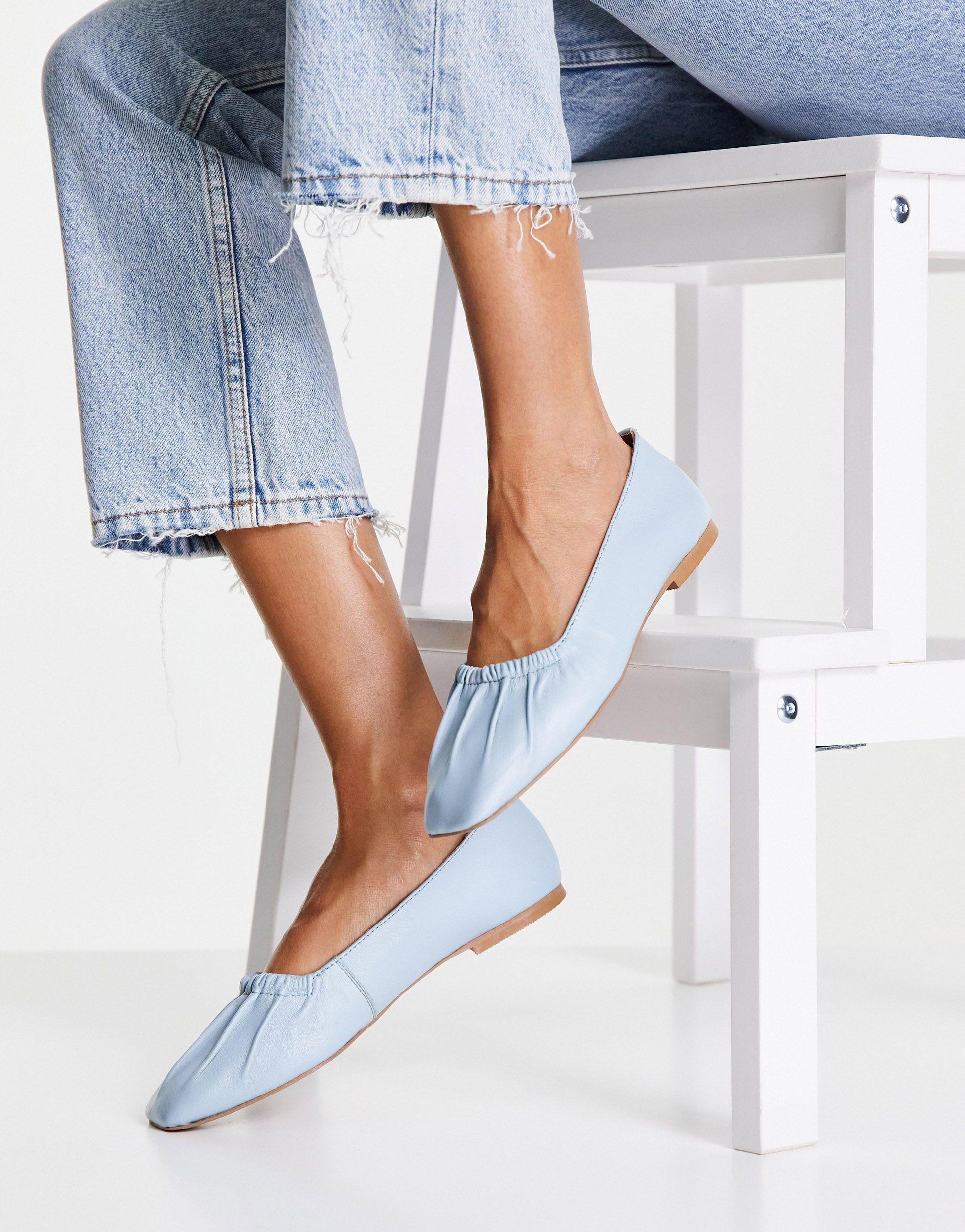 Zapatos azules planos fruncidos TOPSHOP de Caucho de color Azul - Lyst
