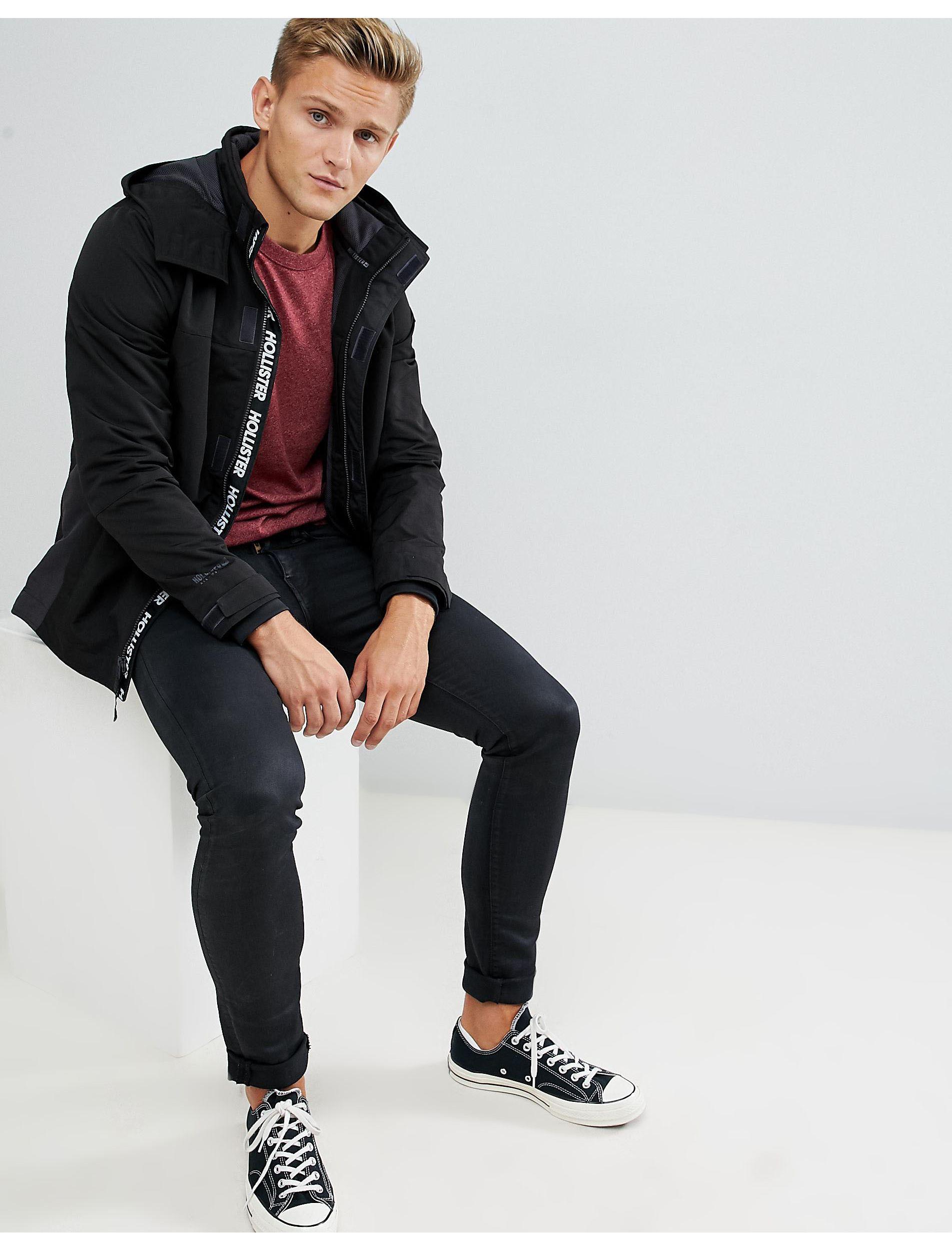 hollister black parka