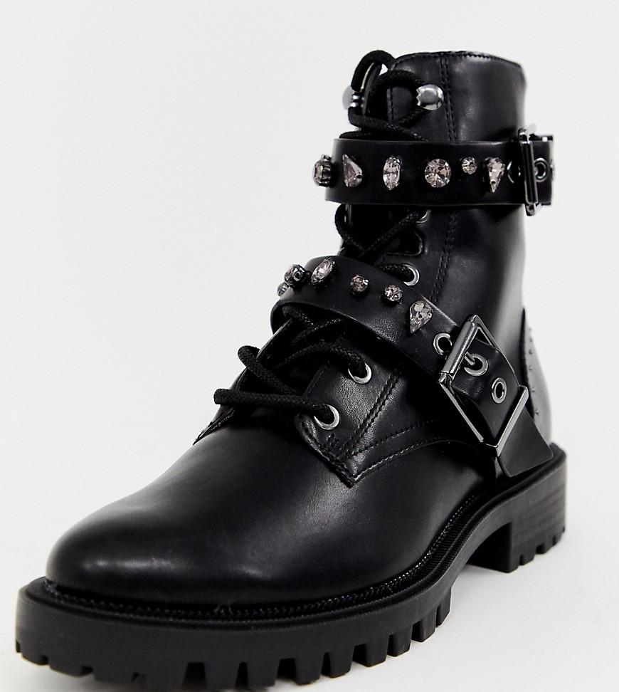 Botas moteras con hebilla Stradivarius de Denim de color Negro | Lyst