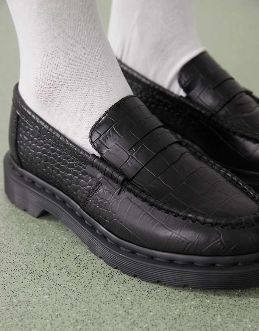 Martens Unisex Penton Atlas Croc Embossed Loafer in Grey Lyst UK