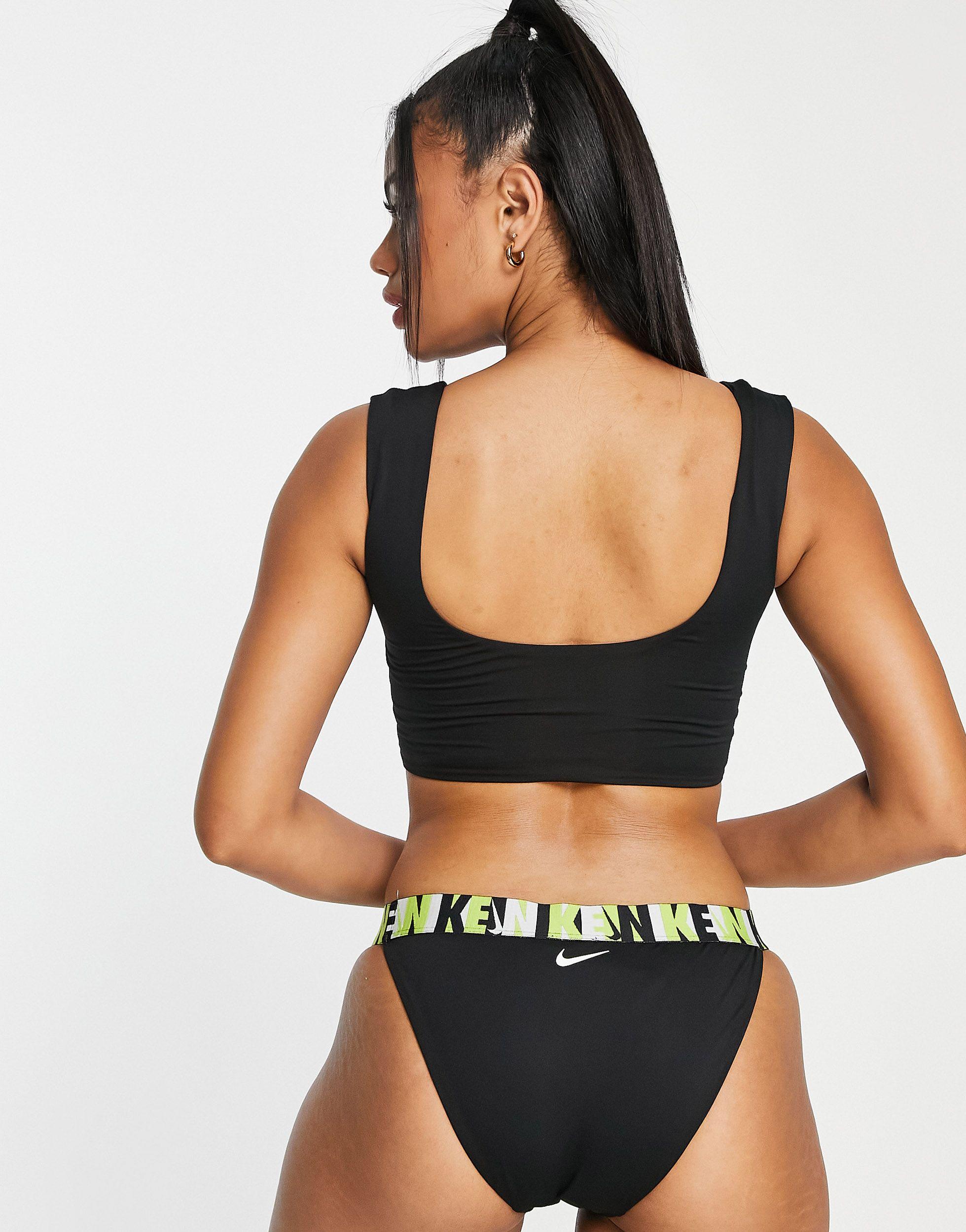 Nike Logo Tape Banded Bikini Bottom in Black | Lyst