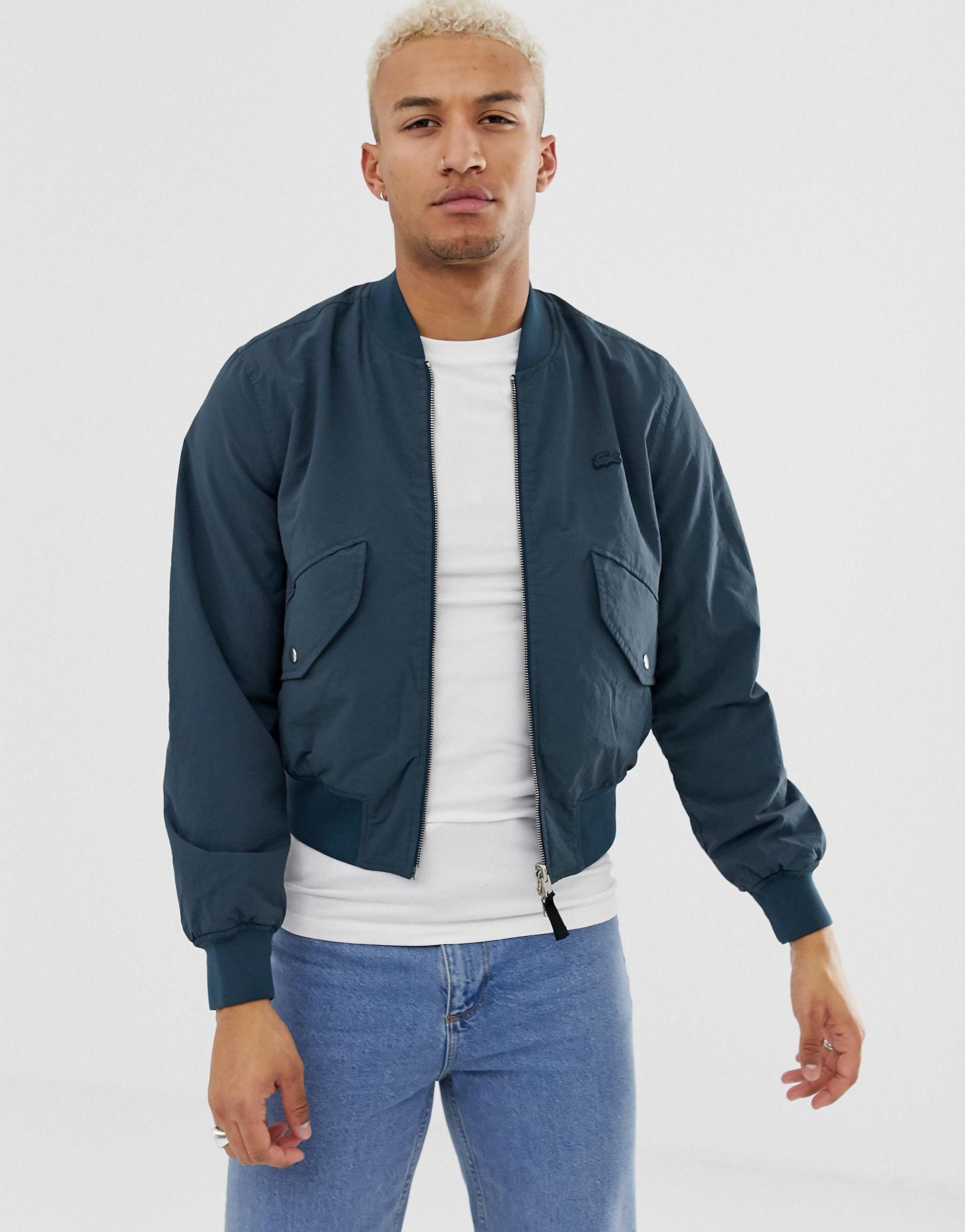  Lacoste  Synthetic Bomber  Jacket  in Blue for Men Lyst