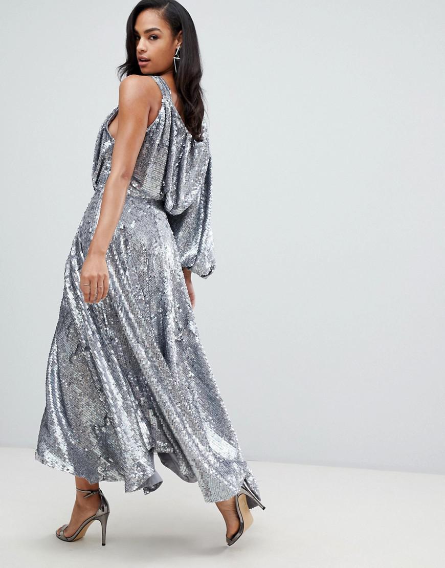 asos silver gown