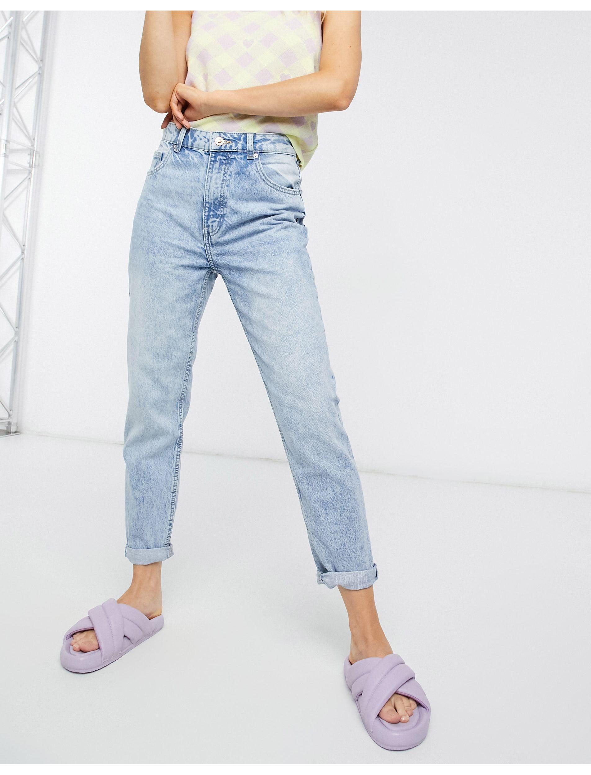Bershka Cotton Mom Jean in Black (Blue 