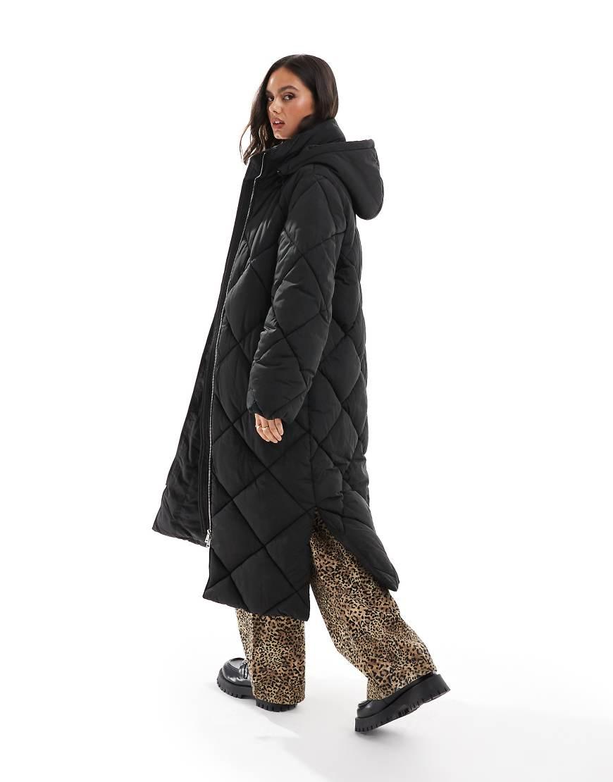 Miss Selfridge Quilted Hooded Maxi Puffer Coat in Black Lyst UK