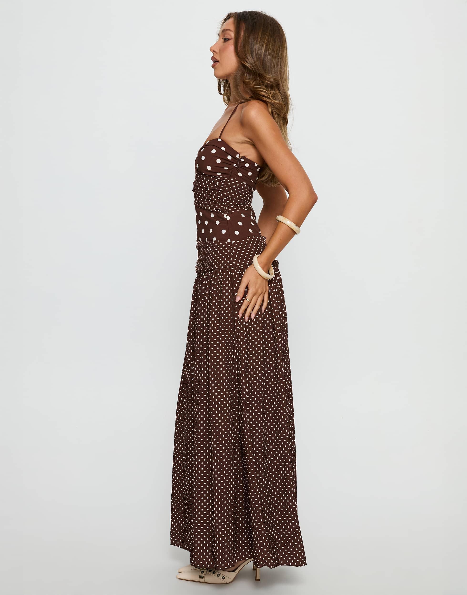 princess polly brown polka dress Call My Lover Lace Slip Mini Dress | Brown Polka Dot | Womens