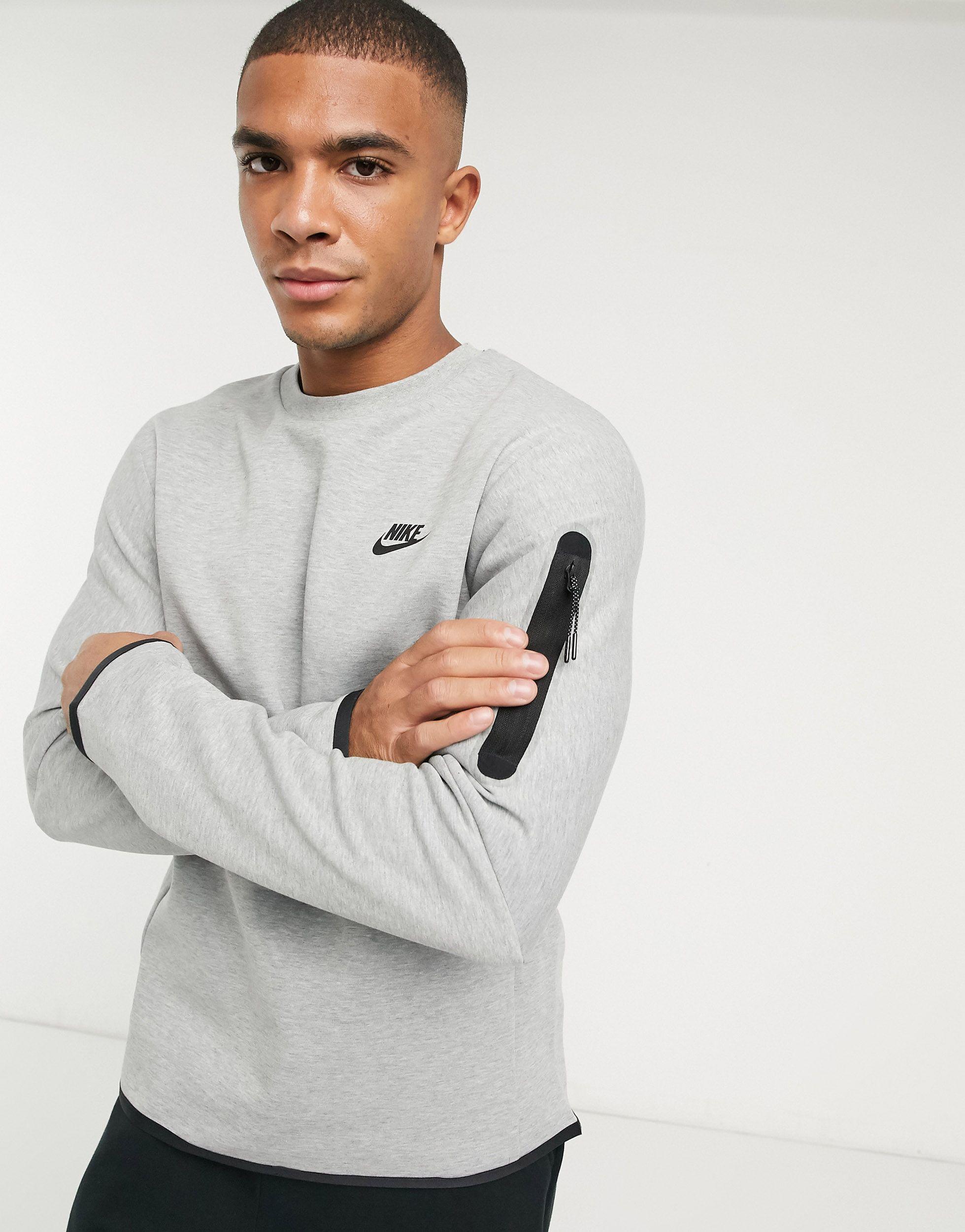 Nike Sportswear Tech Fleece Crew Sweatshirt in Grey (Grey) for Men - Lyst