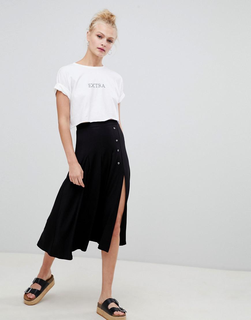 black midi skater skirt