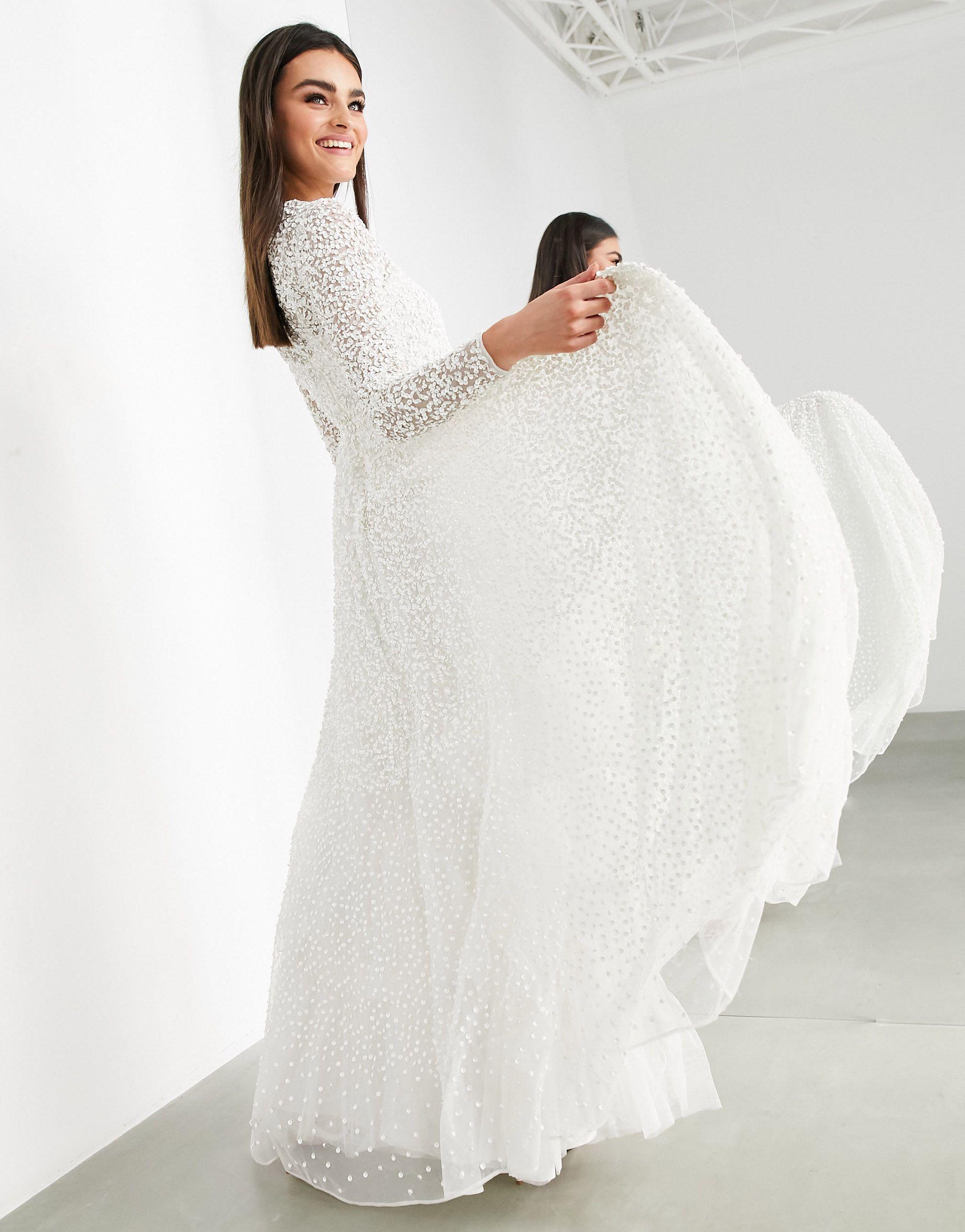 ASOS Dominique Embellished Wedding Dress With Full Skirt in White | Lyst UK