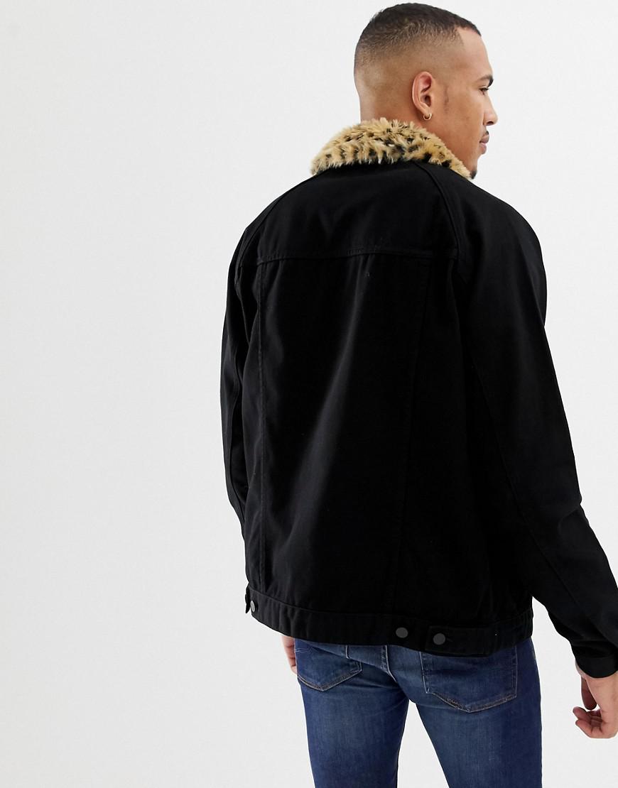 black jean jacket fur collar