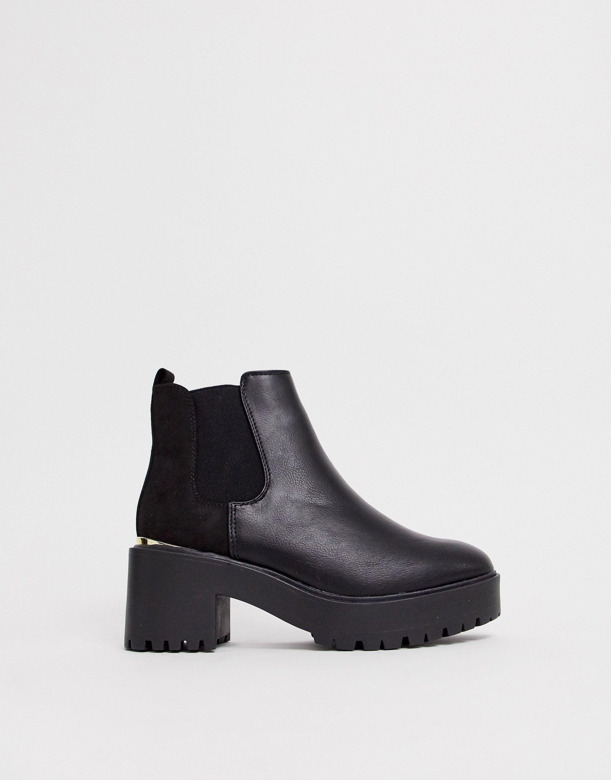 New Look Metal Detail Chunky Heeled Boots in Black | Lyst