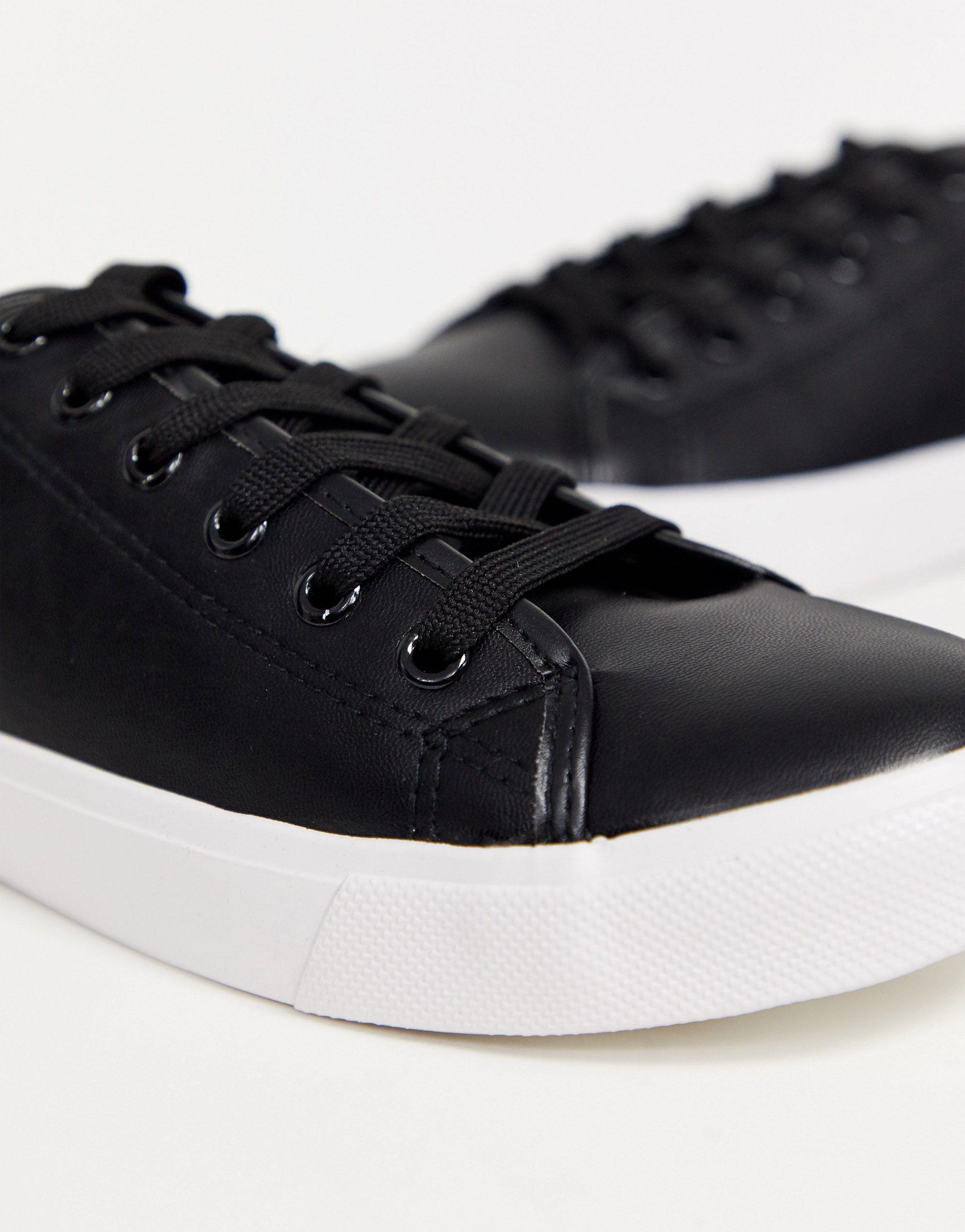 Black leather plimsolls Clearance