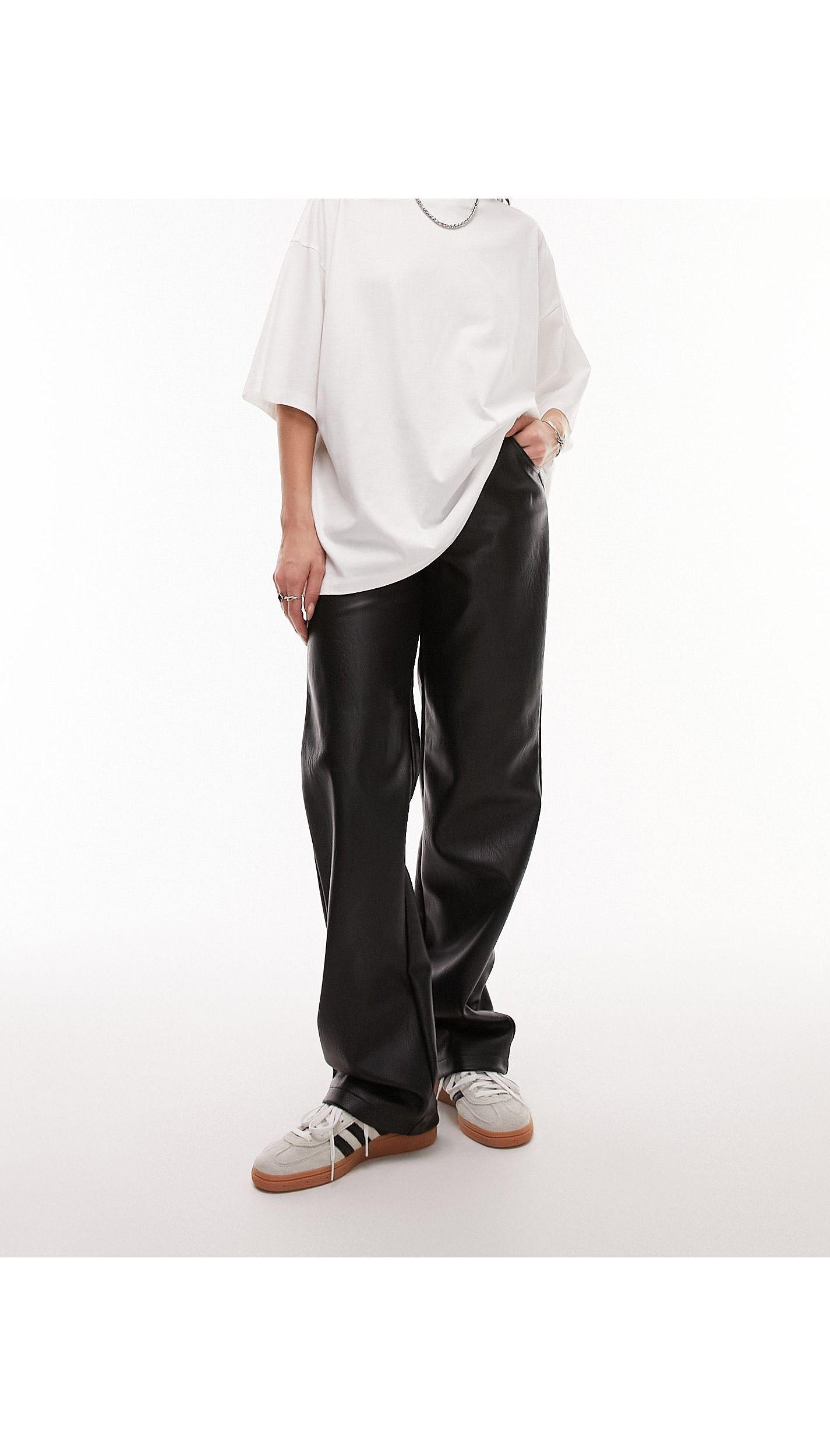 Premium - pantalon droit en imitation cuir TOPSHOP en coloris Noir | Lyst