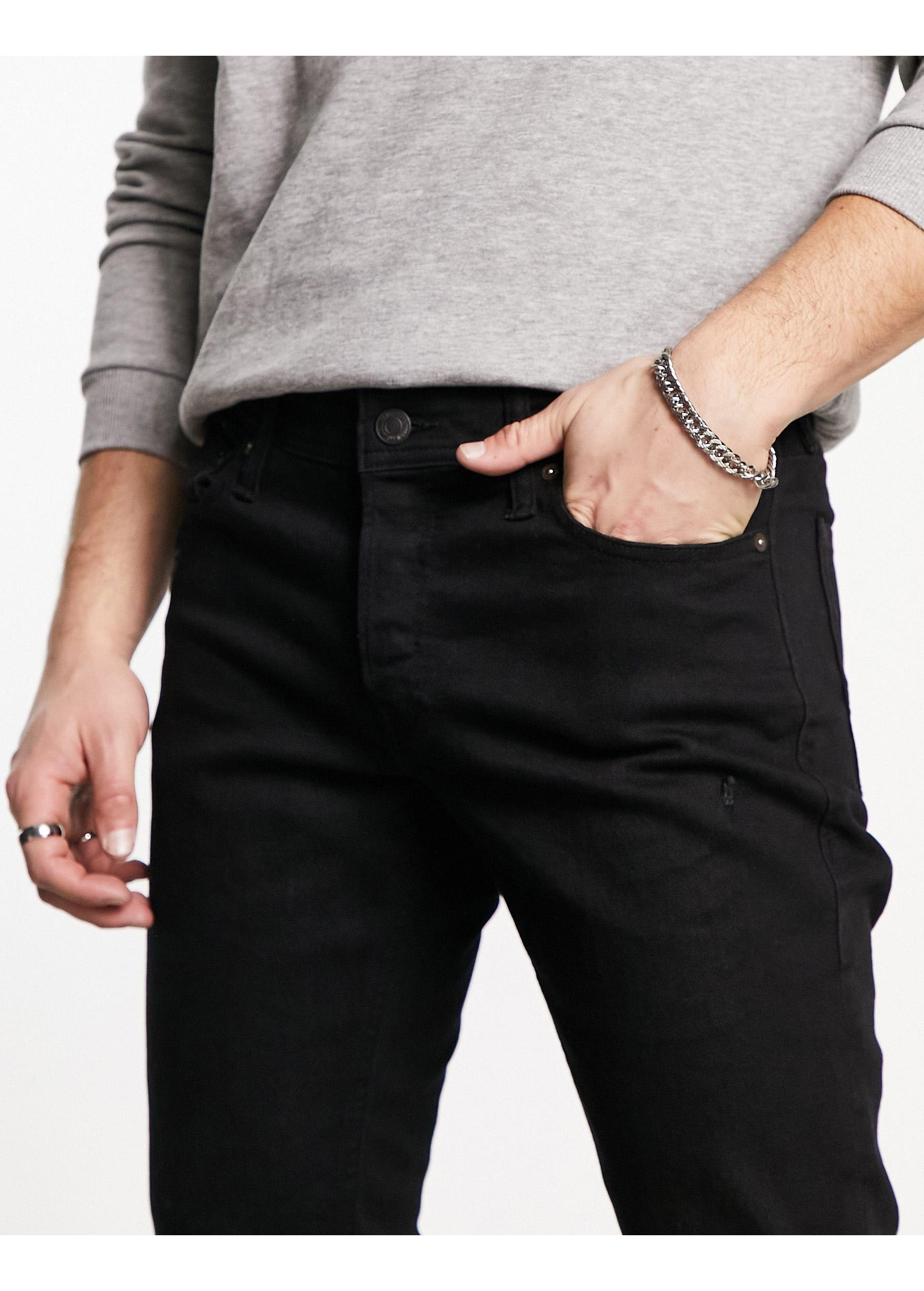 Jack & Jones Slim Fit Ripped Jeans in Black for Men | Lyst