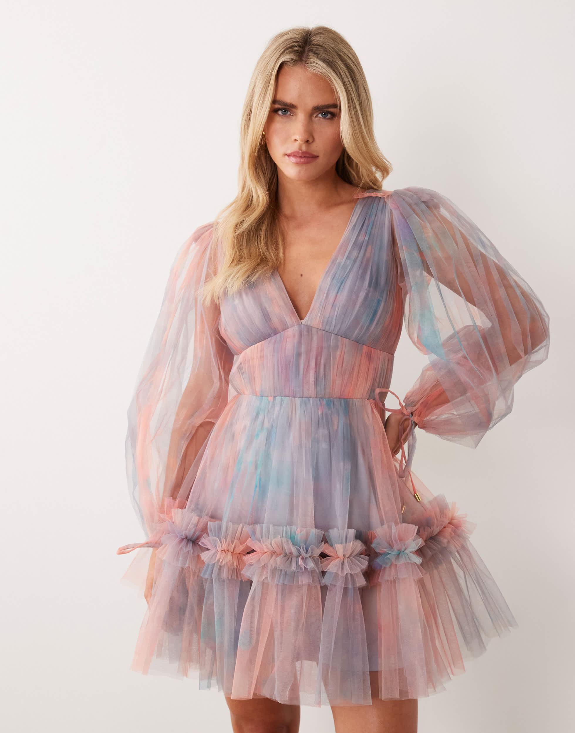 beaded spaghetti strap prom dress Beaded Ruffle Prom Dresses Tiered Spaghetti Strap Wedding Dresses with –  Viniodress main image 1