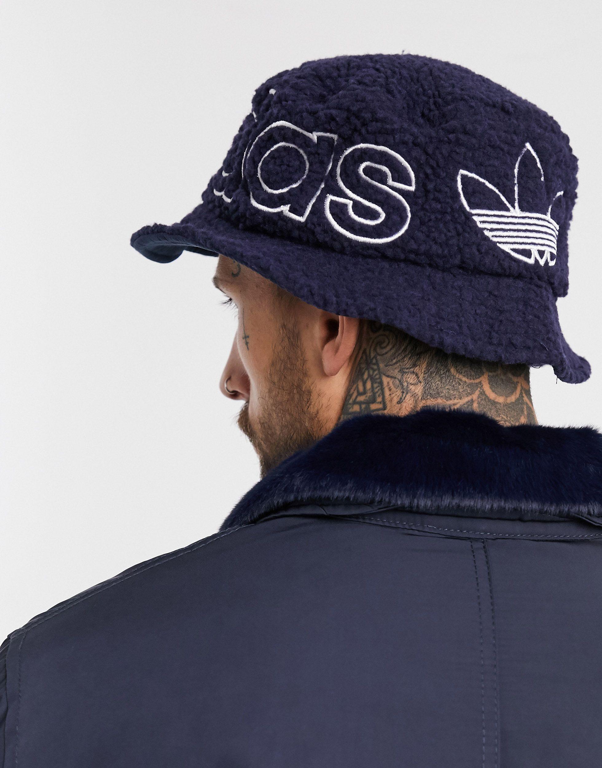 adidas Originals Sherpa Bucket Hat in Navy (Blue) for Men - Lyst