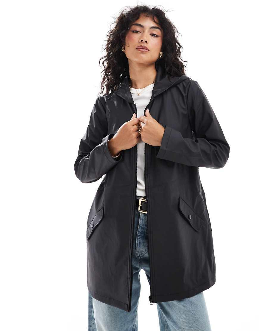 Jdy Hooded Rain Mac in Black Lyst UK