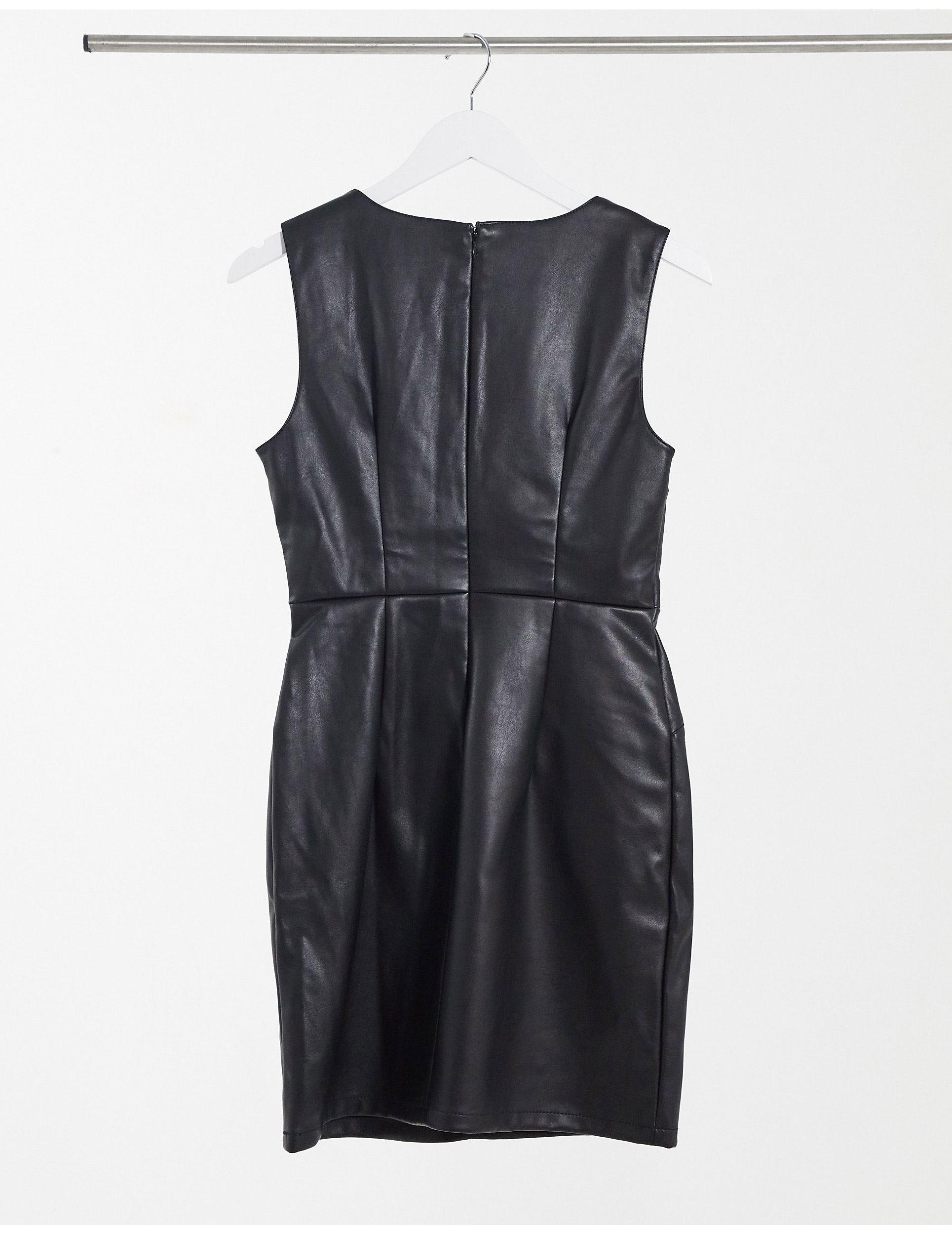 Lipsy faux leather skater zip dress Clearance