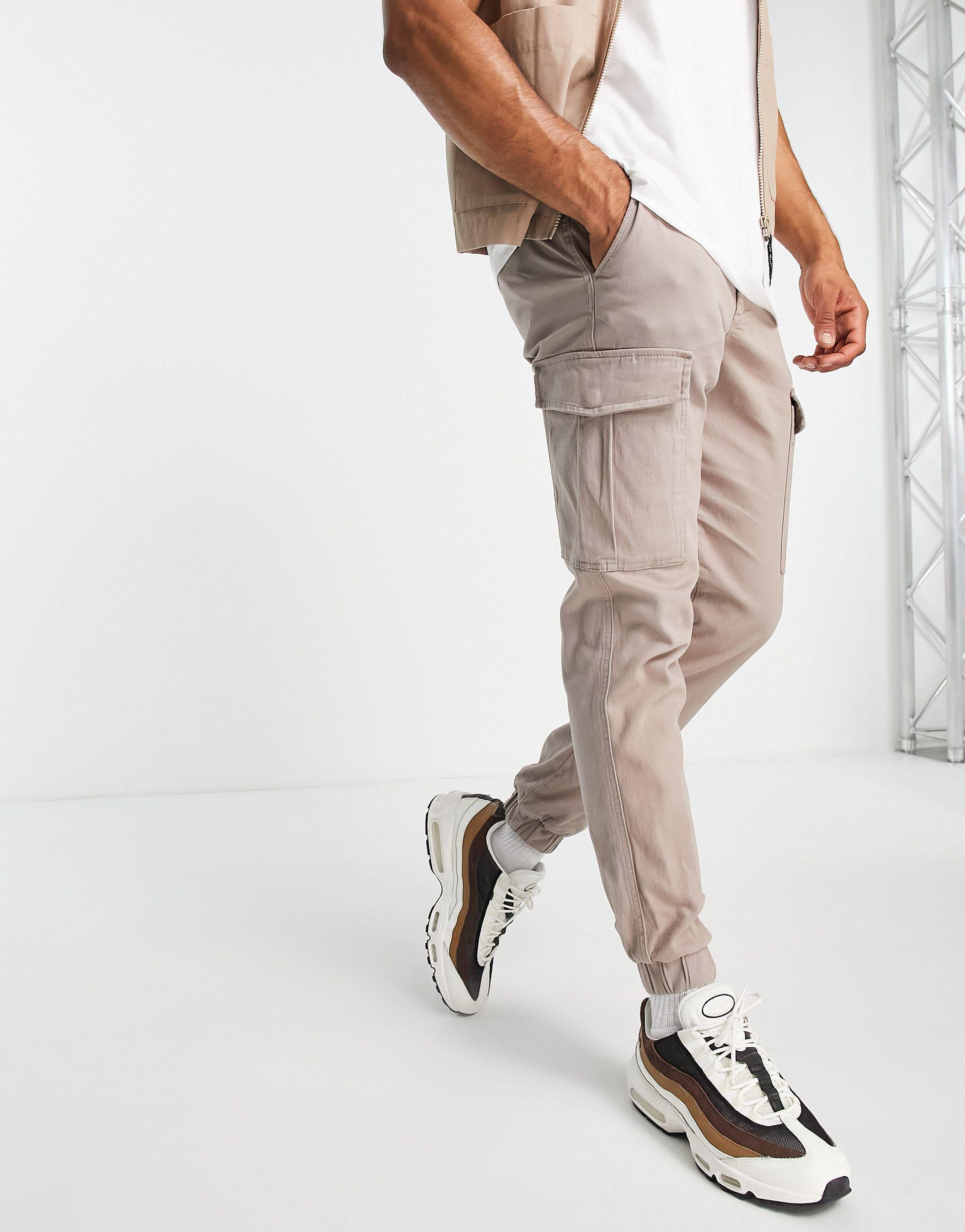 Jack & Jones Intelligence Cuffed Cargo Trousers in Natural for Men | Lyst
