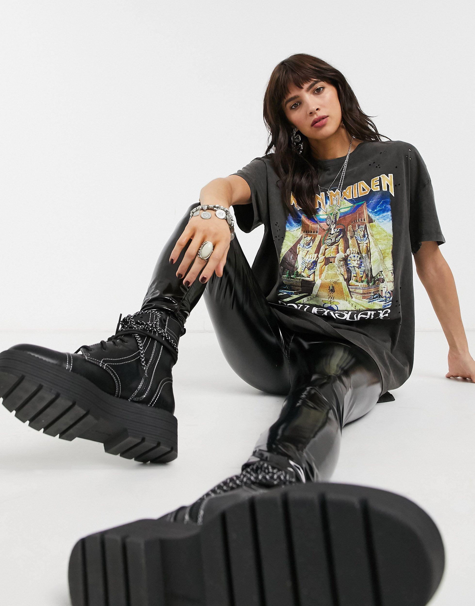 Bershka Iron Maiden Tee in Black | Lyst